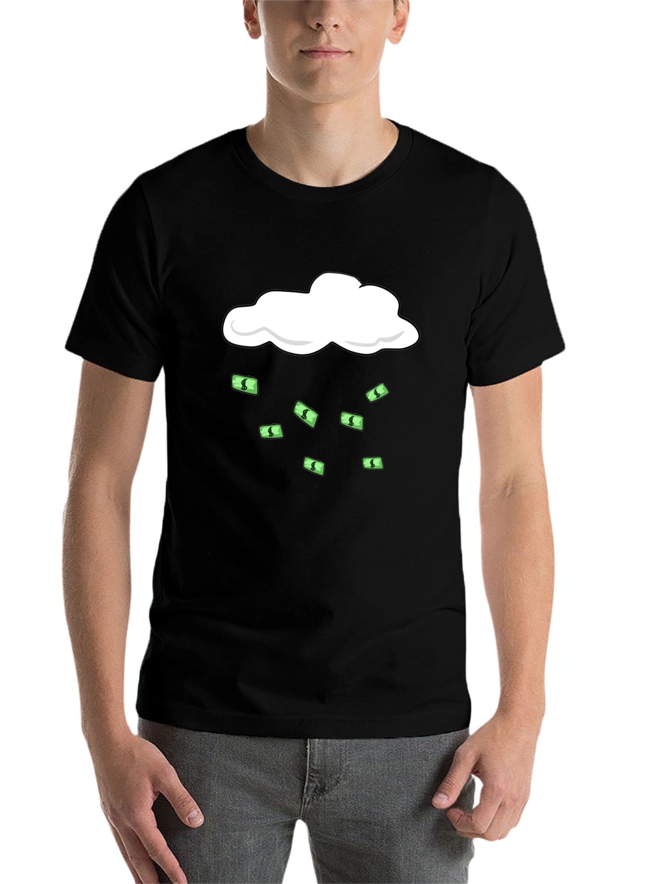 Black Money Rain T-Shirt - Black Graphic Tee view 7