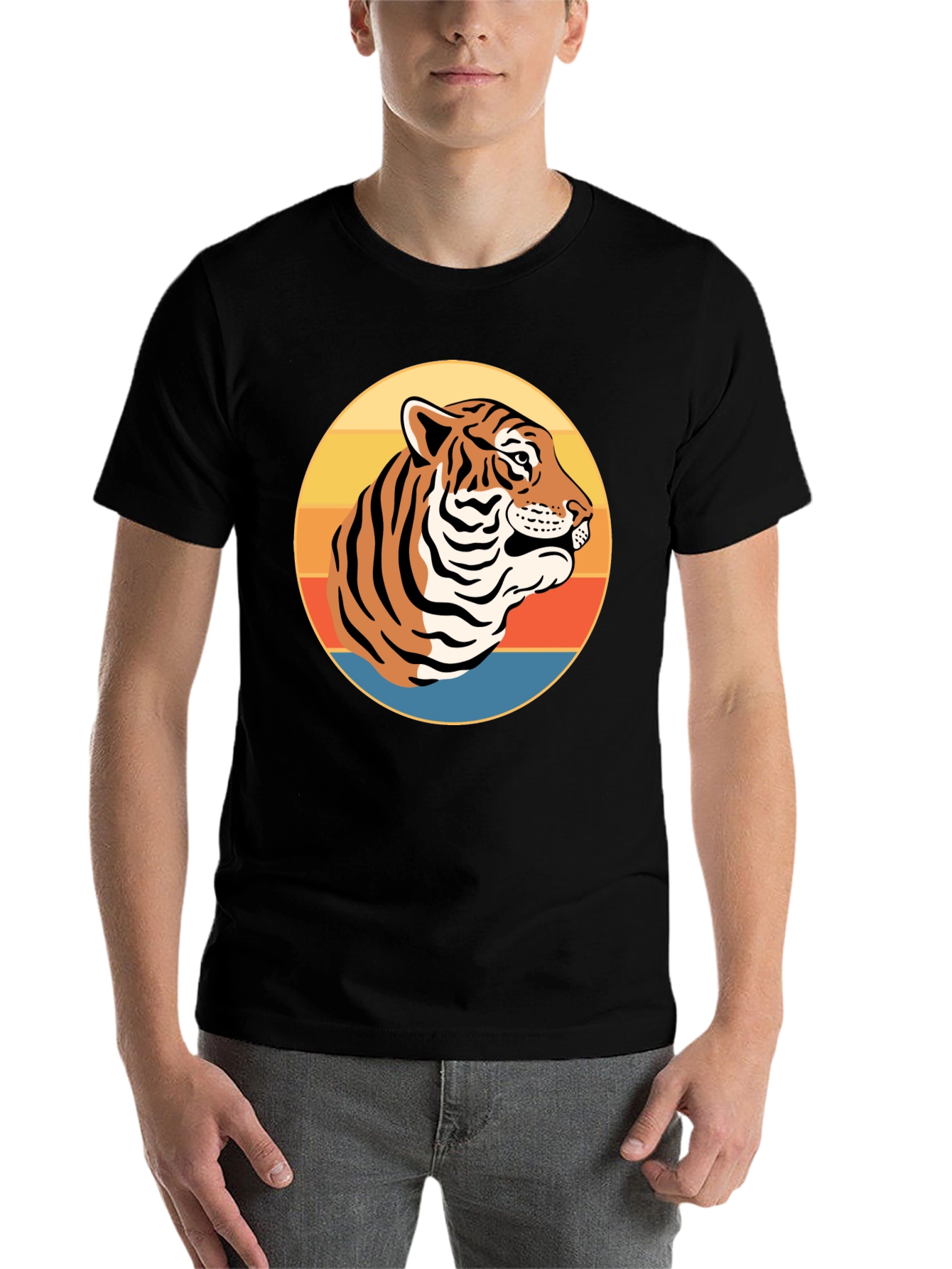 Black Retro Tiger Graphic T-Shirt - Vintage Style Tee view 7