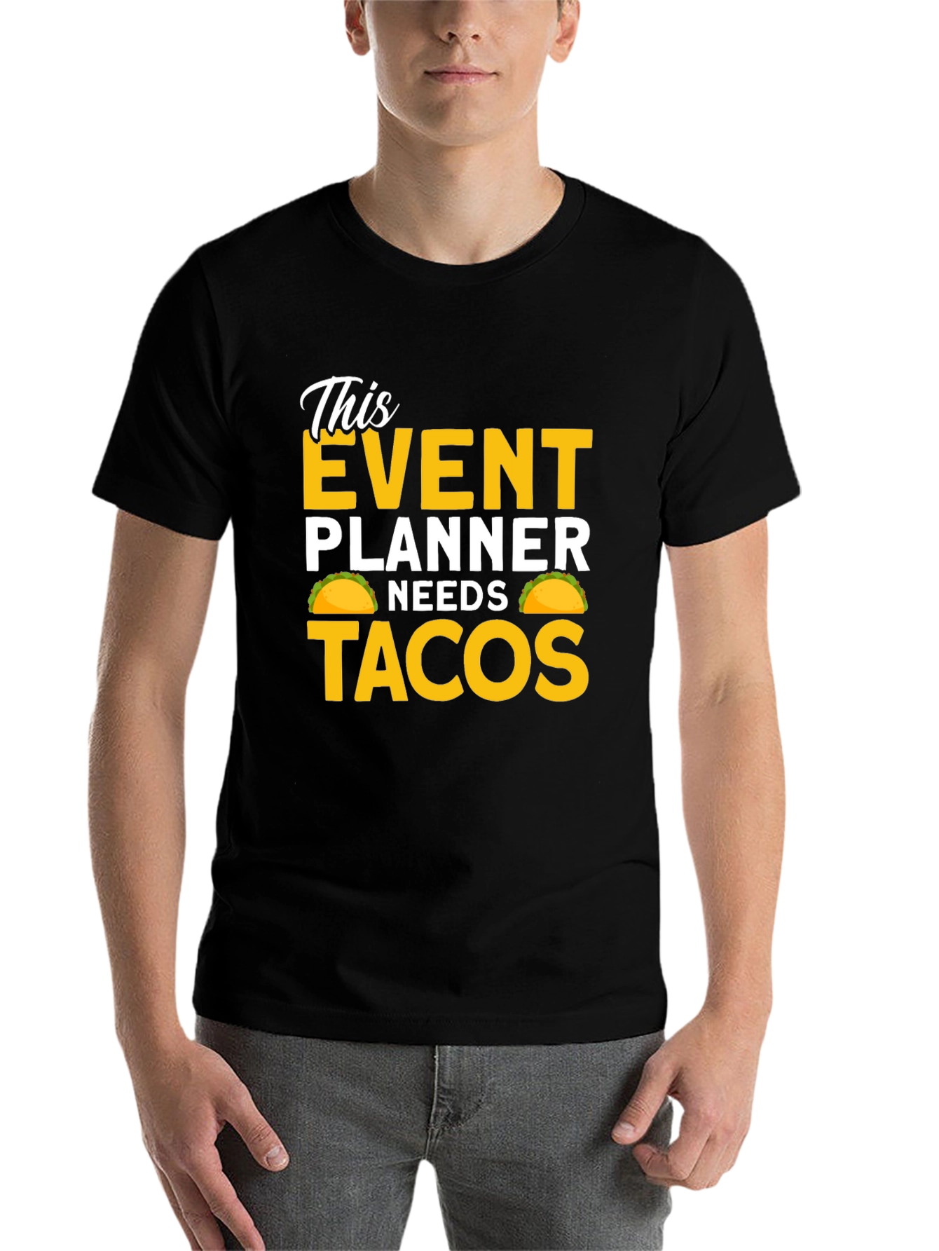 Black Event Planner Needs Tacos Black T-Shirt view 7
