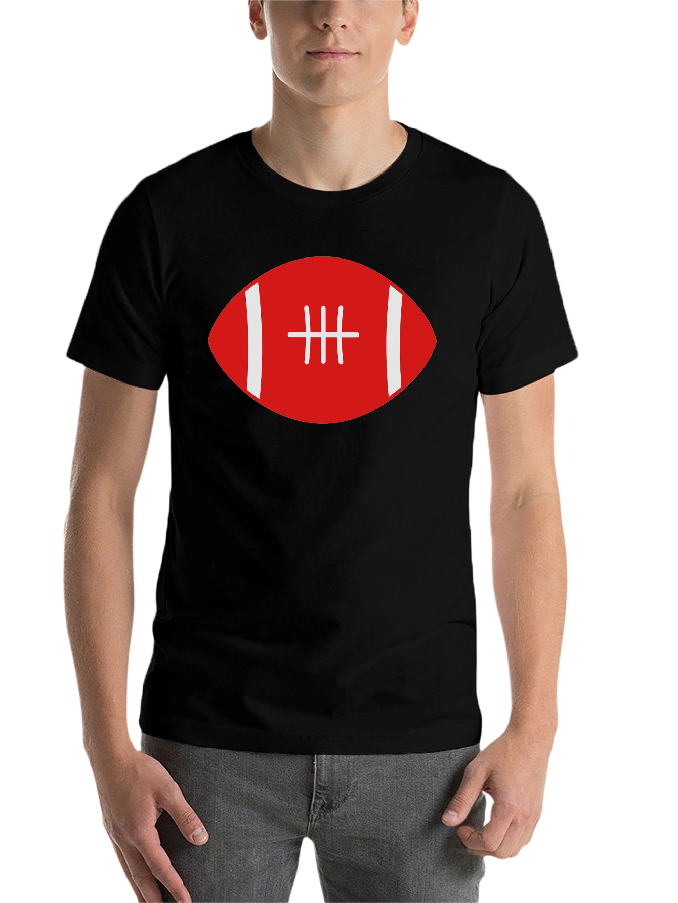 Black Football Graphic Tee - Black Cotton T-Shirt view 7