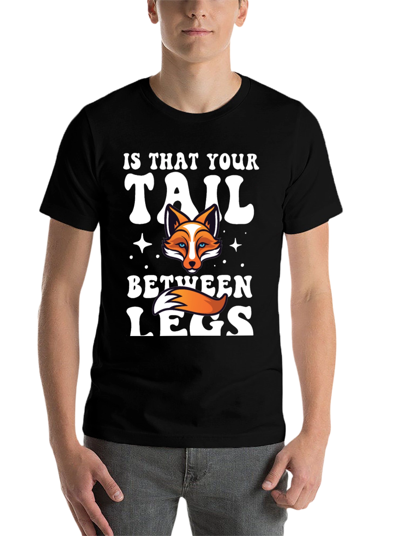 Black Fox Tail Humor Graphic T-Shirt view 7