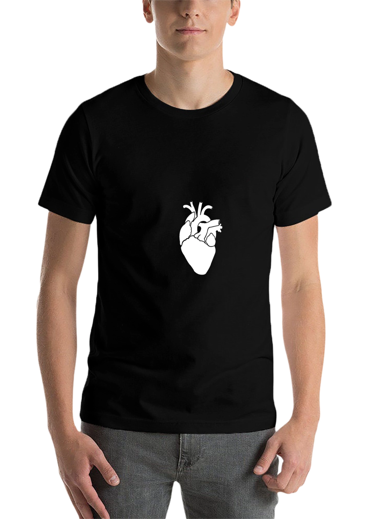 Black Anatomical Heart Graphic Tee - Modern Style view 7