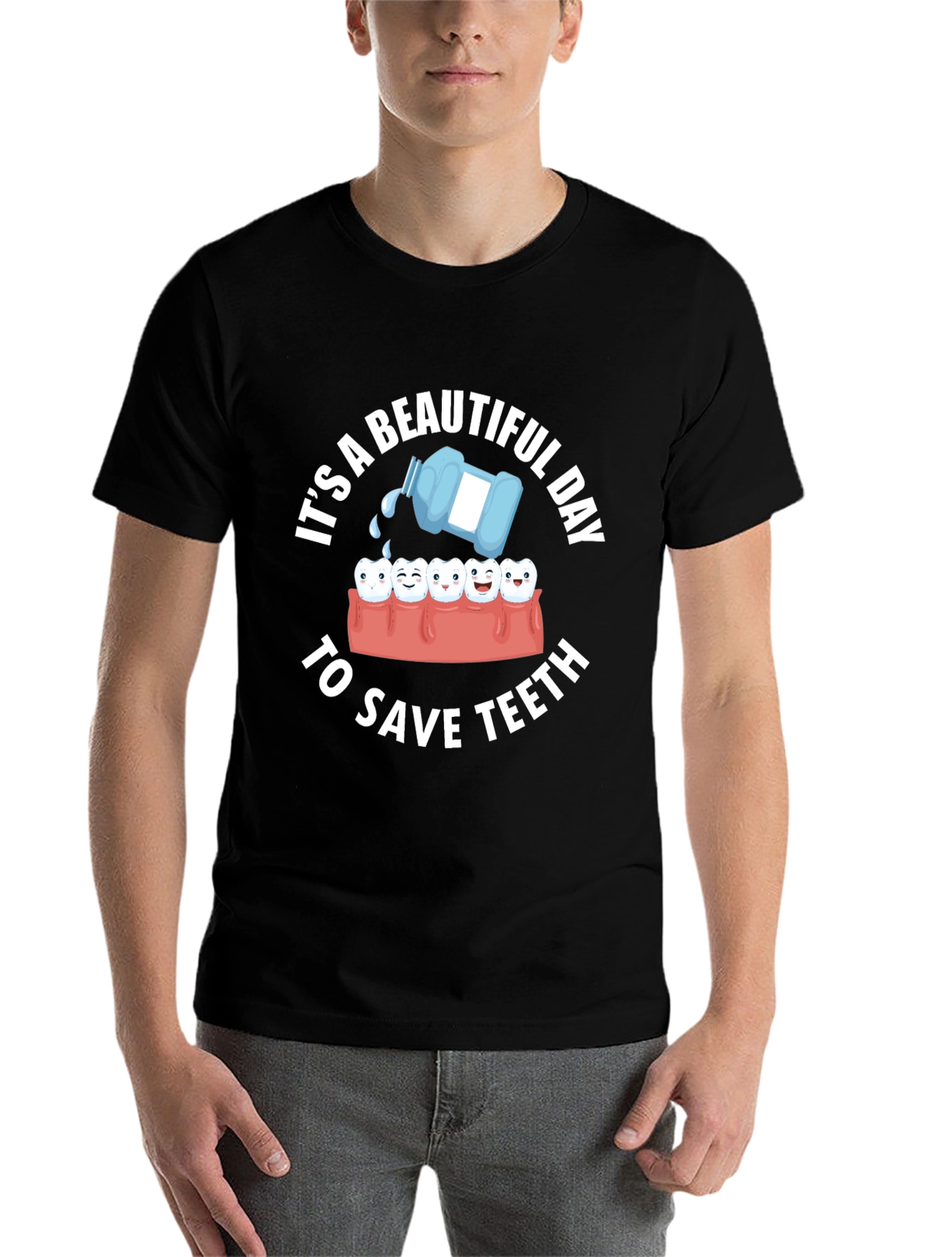 Black Dental Humor T-Shirt: Beautiful Day to Save Teeth view 7