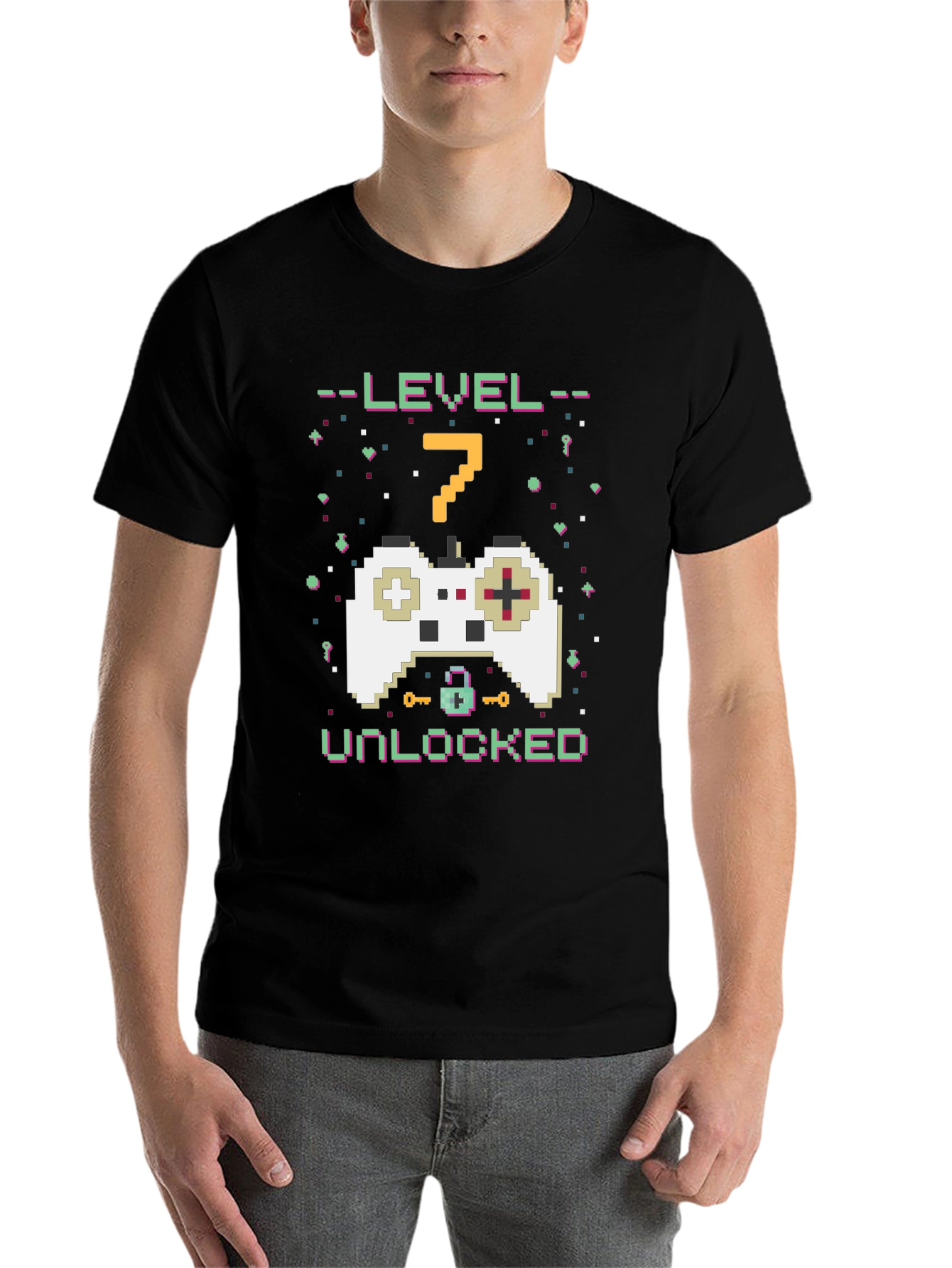 Black Level 7 Unlocked Gamer T-Shirt view 7