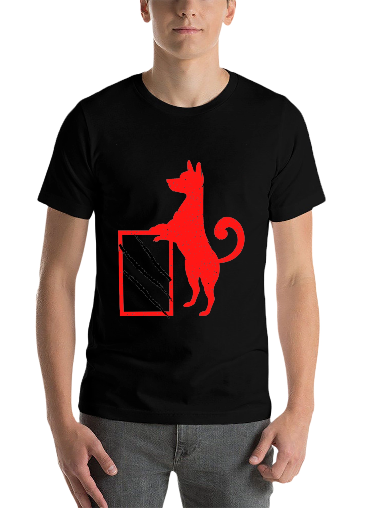Black Dog Scratch Box Tee - Quirky Graphic T-Shirt view 7