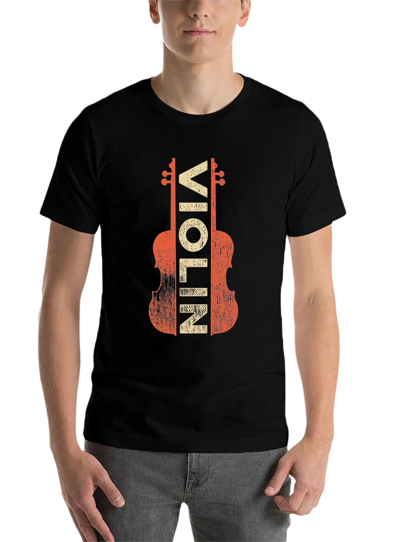 Black Vintage Violin Graphic Tee - Musician T-Shirt view 7