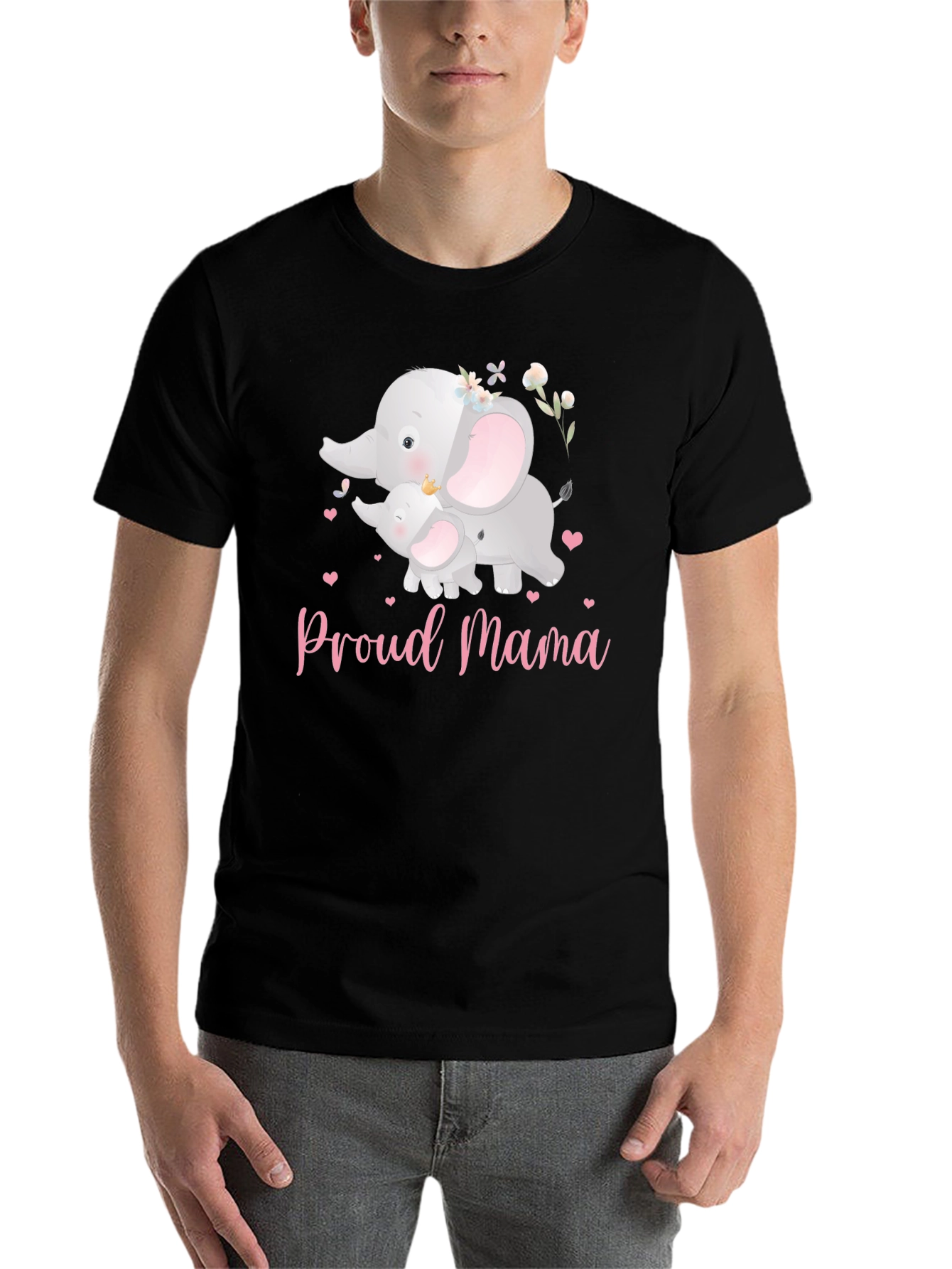 Black Proud Mama Elephant T-Shirt view 7