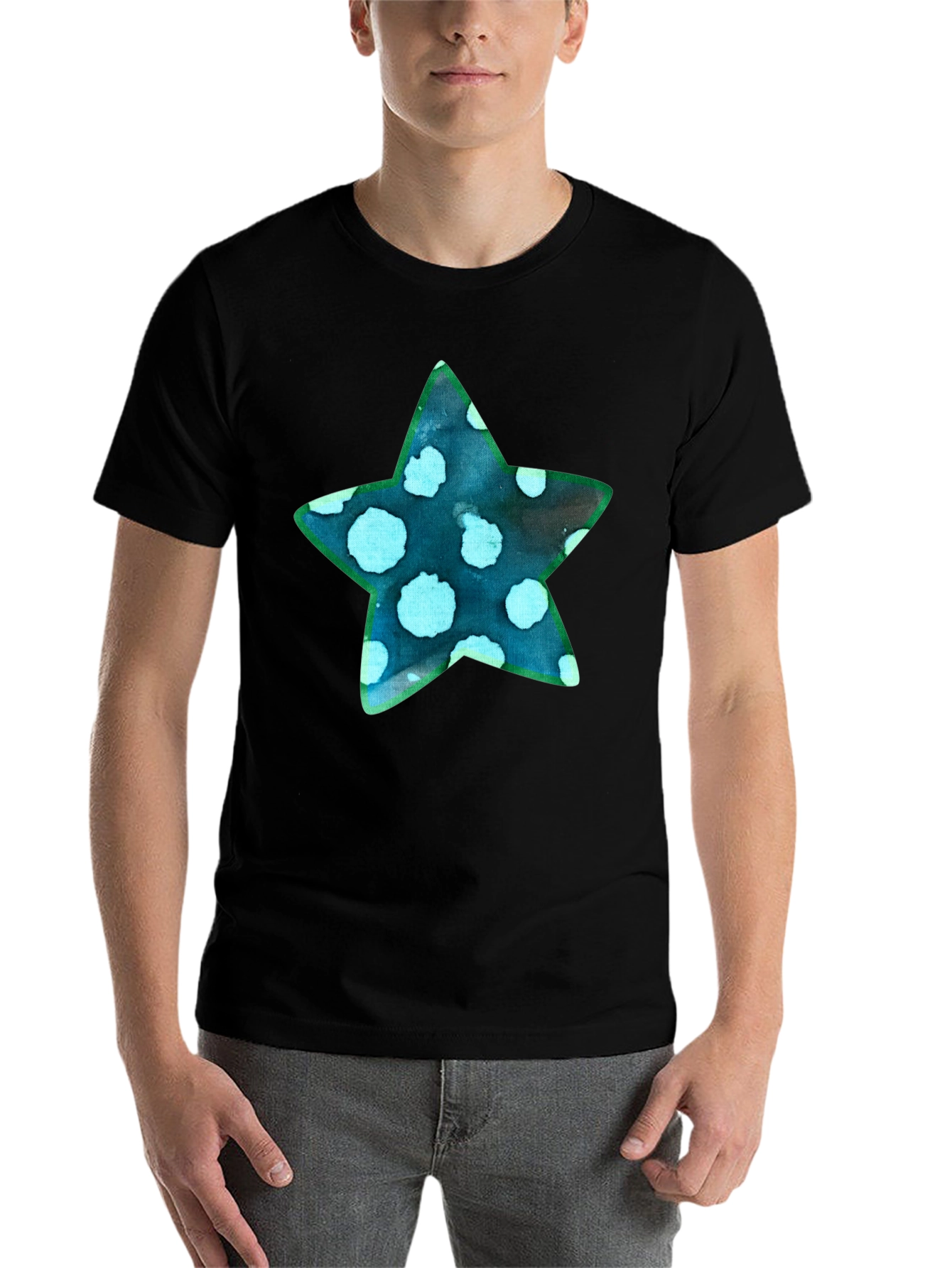 Black Spotted Star Graphic Black T-Shirt view 7