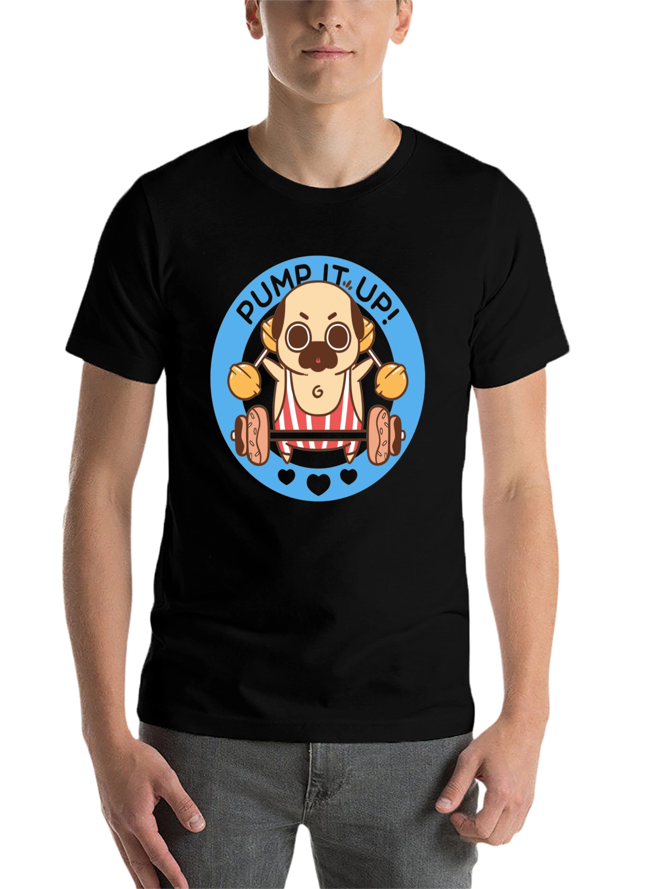 Black Pump It Up Pug T-Shirt view 7