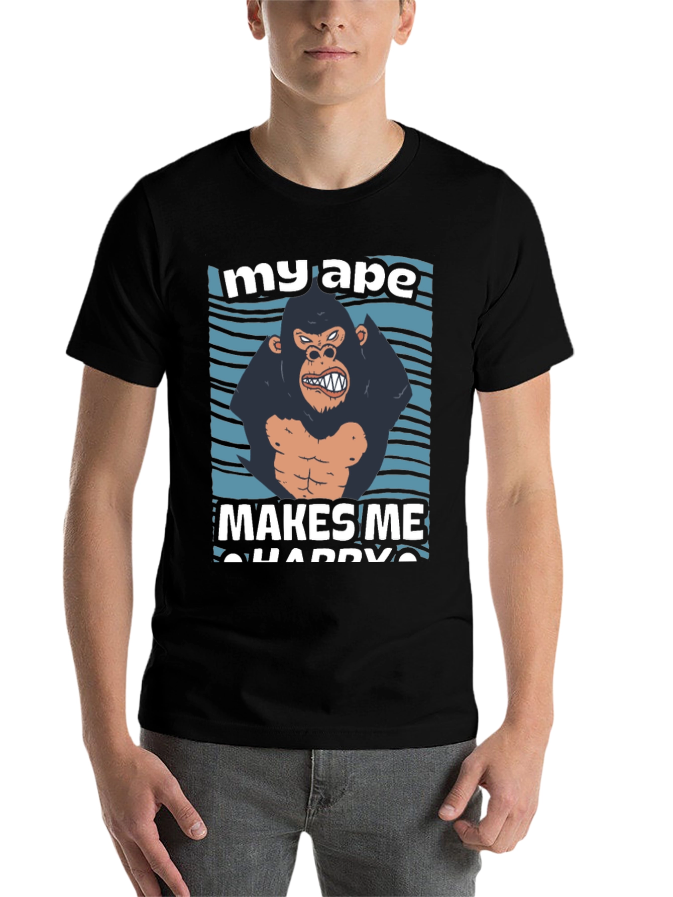 Black My Ape Makes Me Happy Graphic T-Shirt view 7