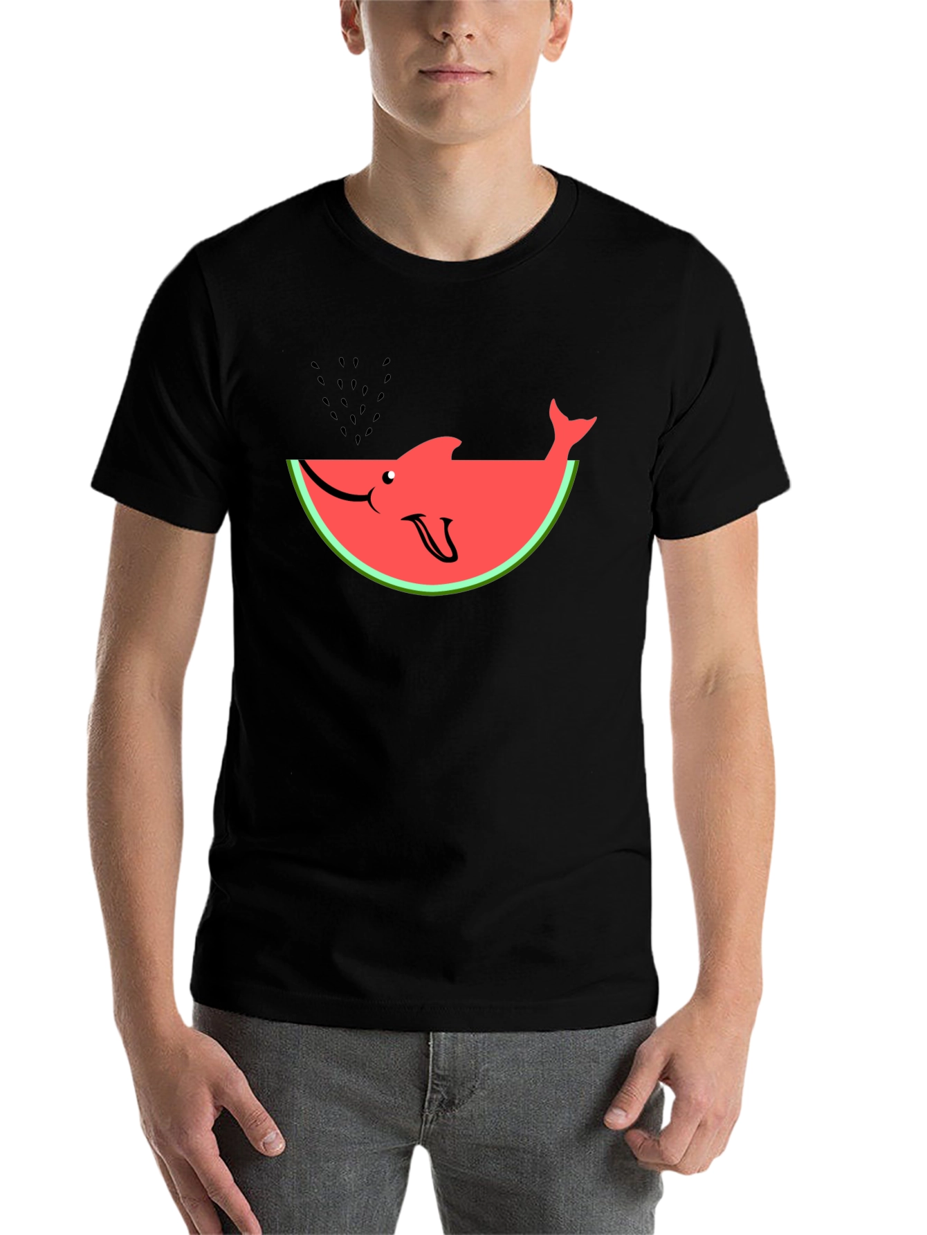 Black Watermelon Shark Graphic Tee - Summer Fun T-Shirt view 7