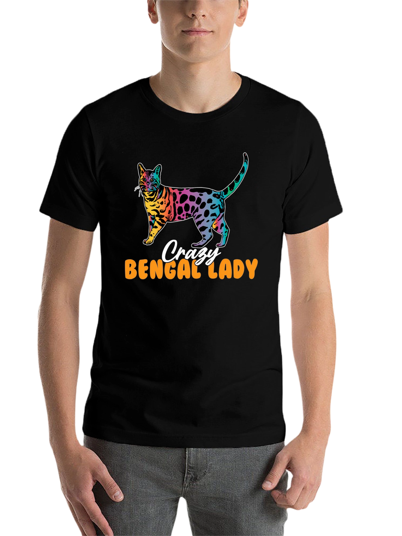 Black Crazy Bengal Lady T-Shirt view 7
