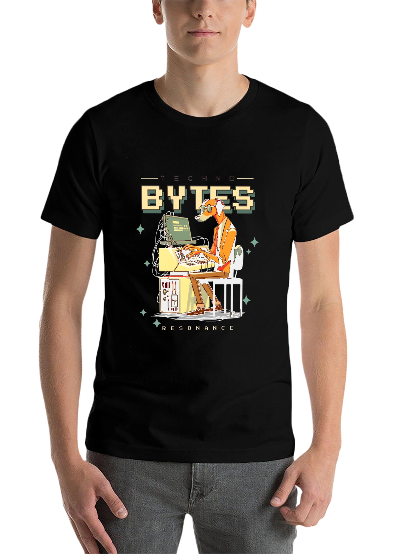 Black Bytes Resonance Graphic T-Shirt - Black Cotton Tee view 7