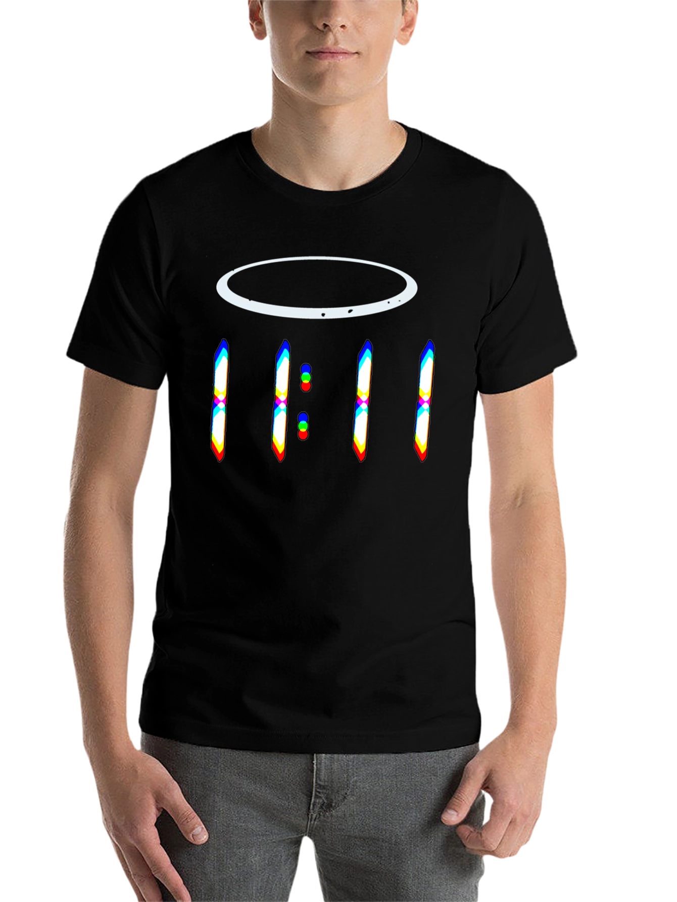 Black Modern Graphic T-Shirt - 11:11 Design view 7