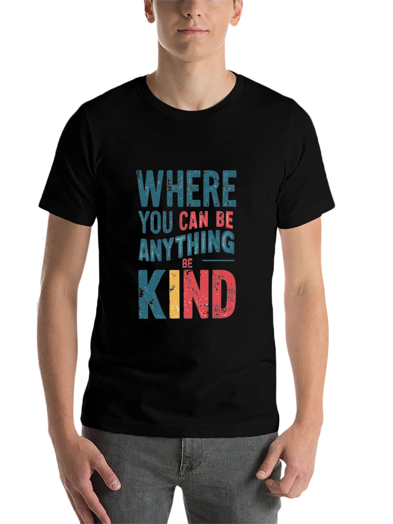 Black Where You Can Be Anything, Be Kind Graphic Tee view 7
