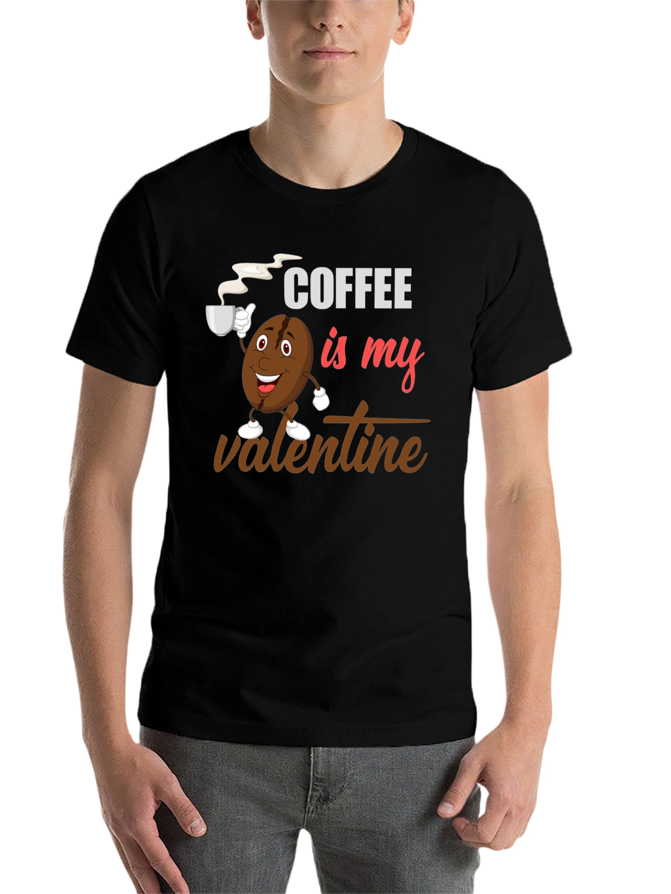 Black Coffee Is My Valentine Black Graphic T-Shirt view 7
