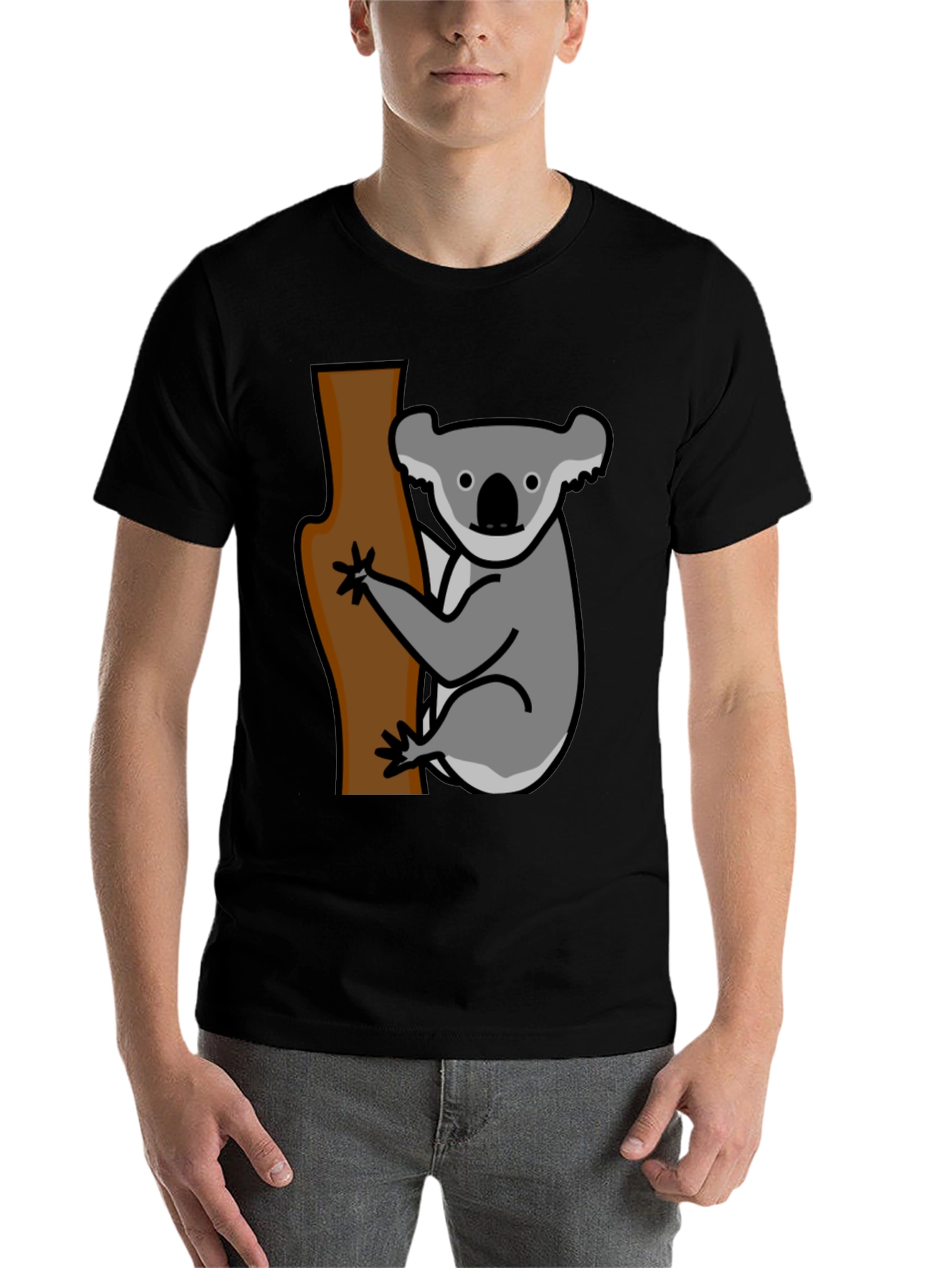 Black Koala Bear Tree T-Shirt - Casual Graphic Tee view 7