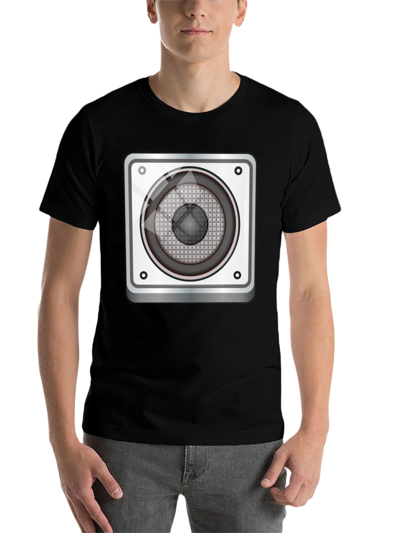 Black Speaker Graphic Tee - Black Cotton T-Shirt view 7