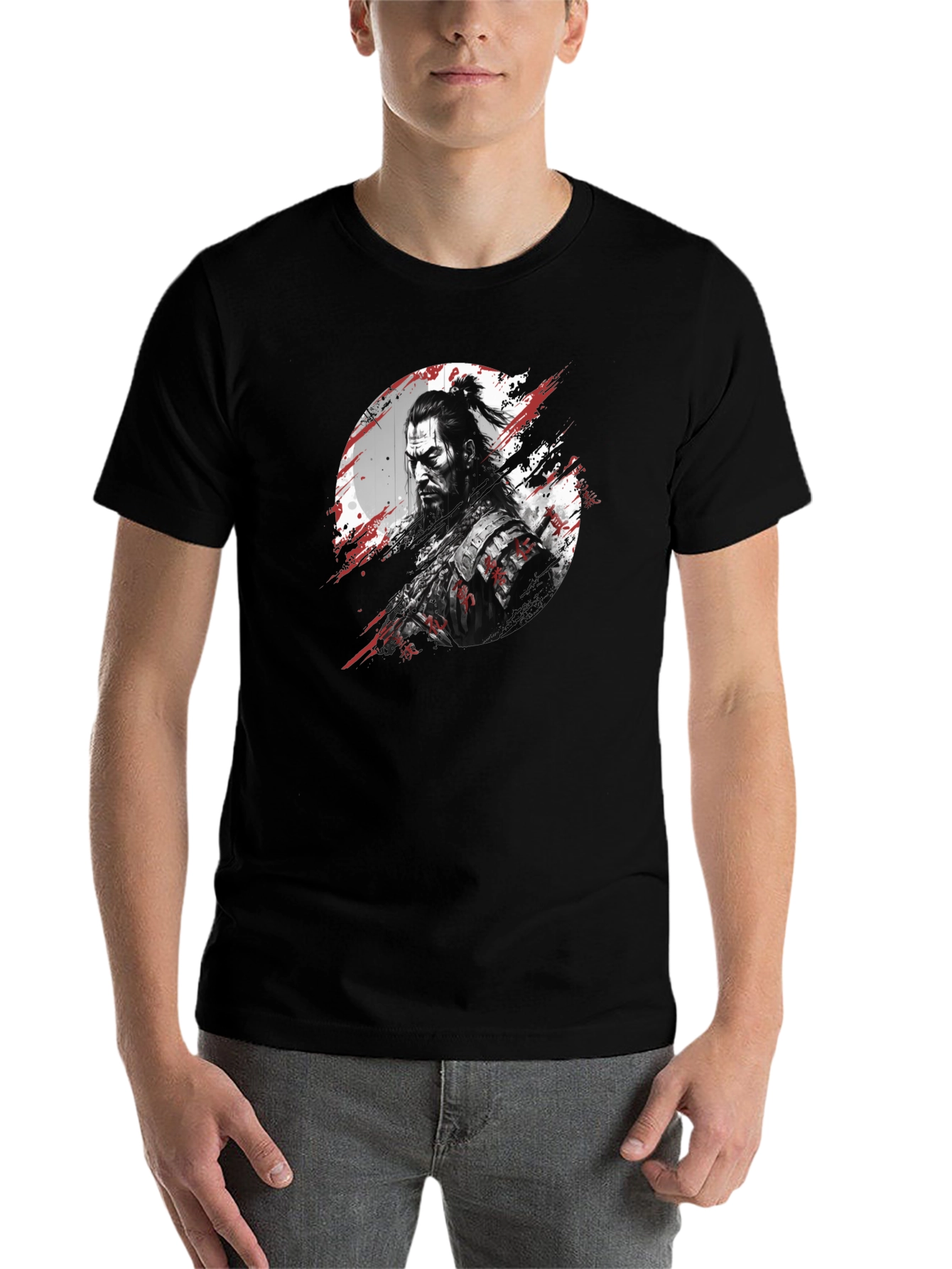 Black Samurai Graphic Print Black T-Shirt view 7
