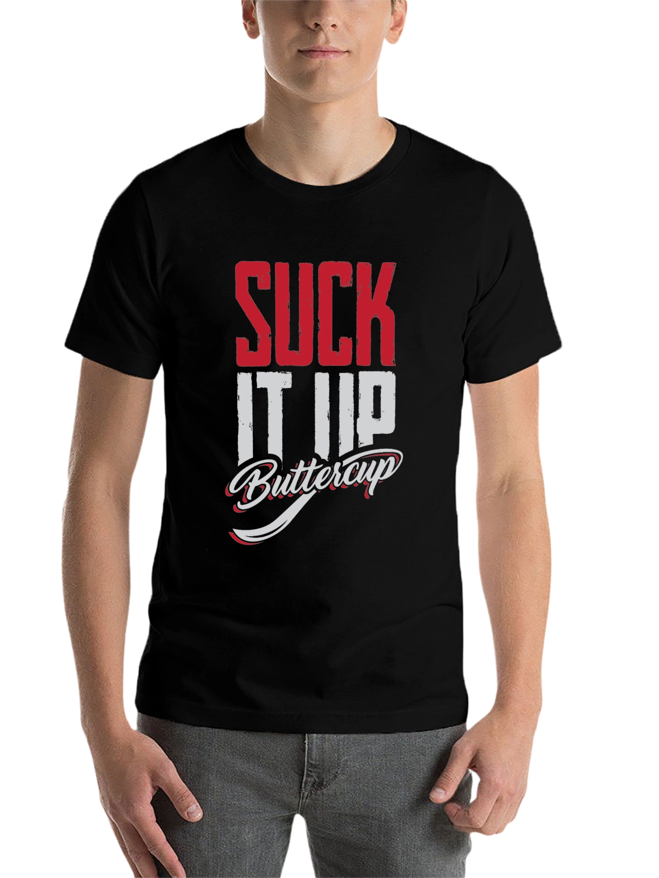 Black Suck It Up Buttercup Graphic Tee - Black view 7