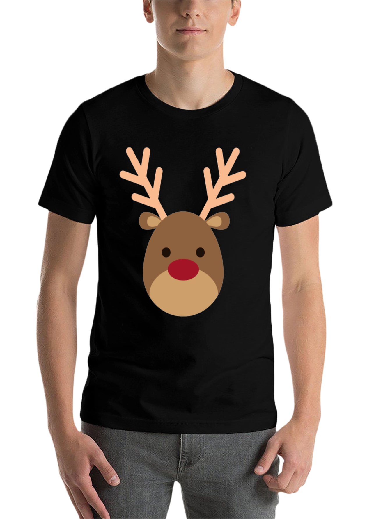 Black Reindeer Graphic Tee - Holiday Festive Shirt view 7