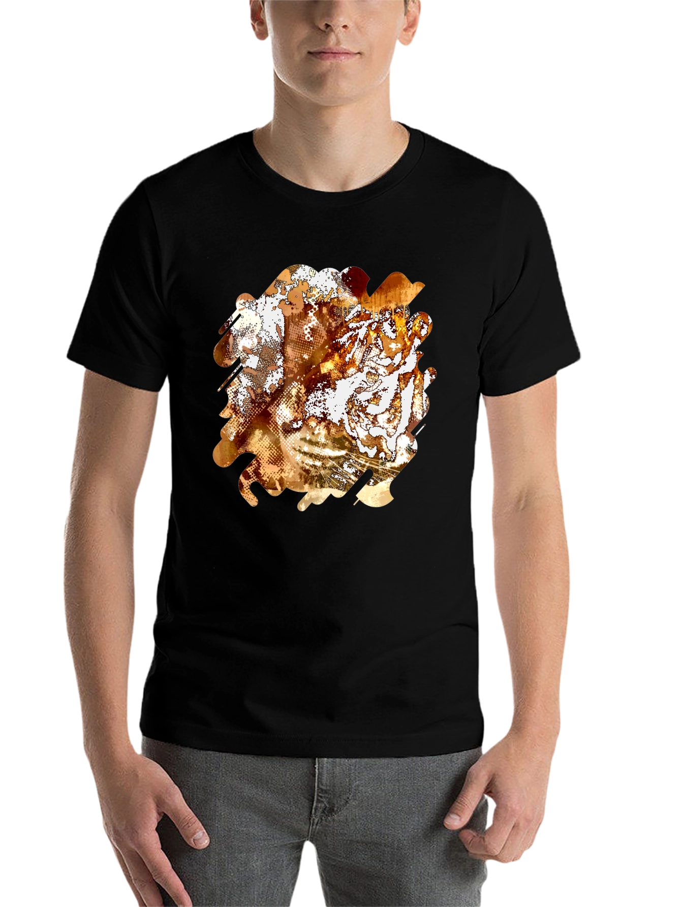 Black Abstract Graphic Print Black T-Shirt view 7