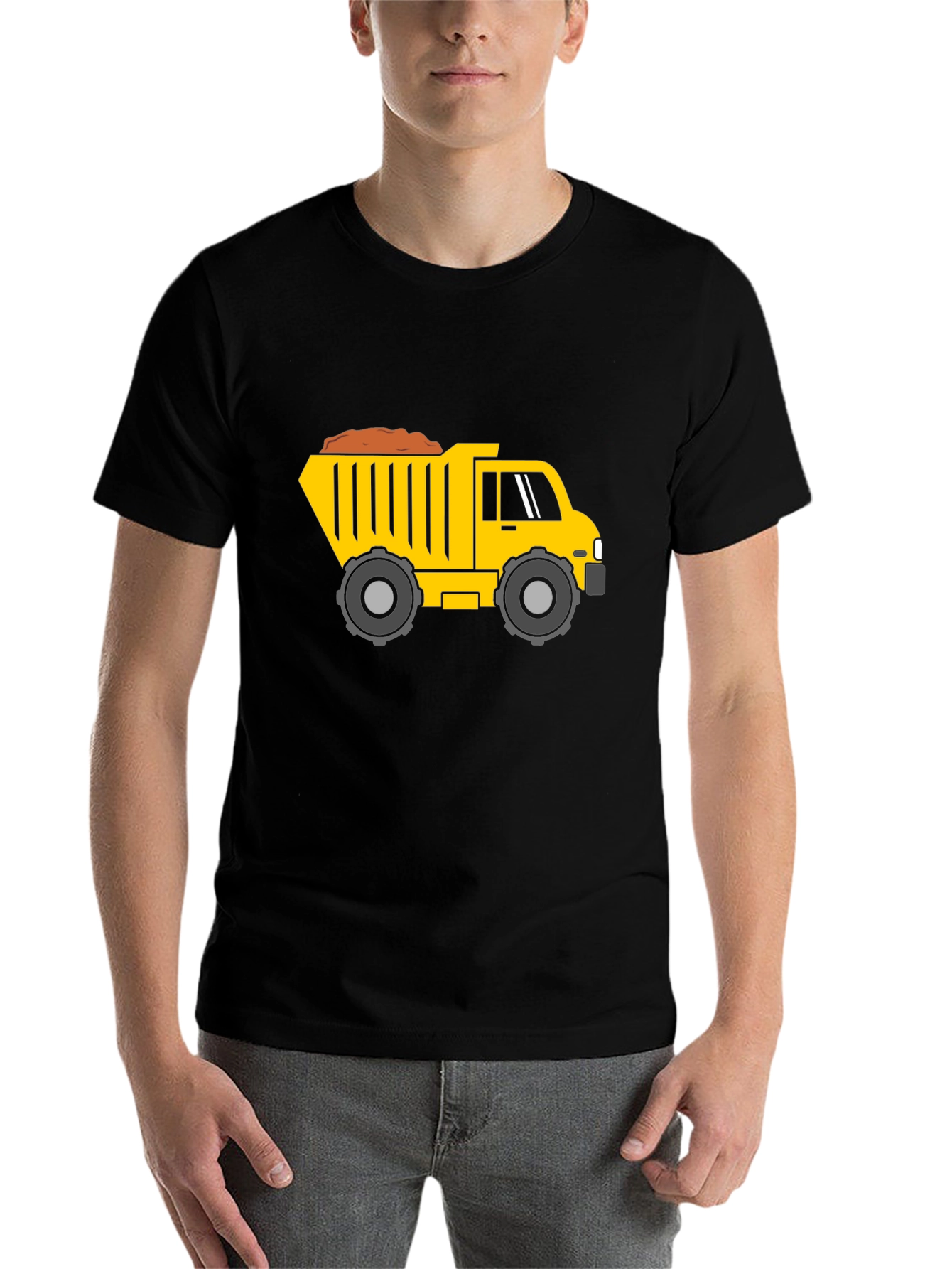 Black Dump Truck Graphic Tee - Black Cotton Blend view 7