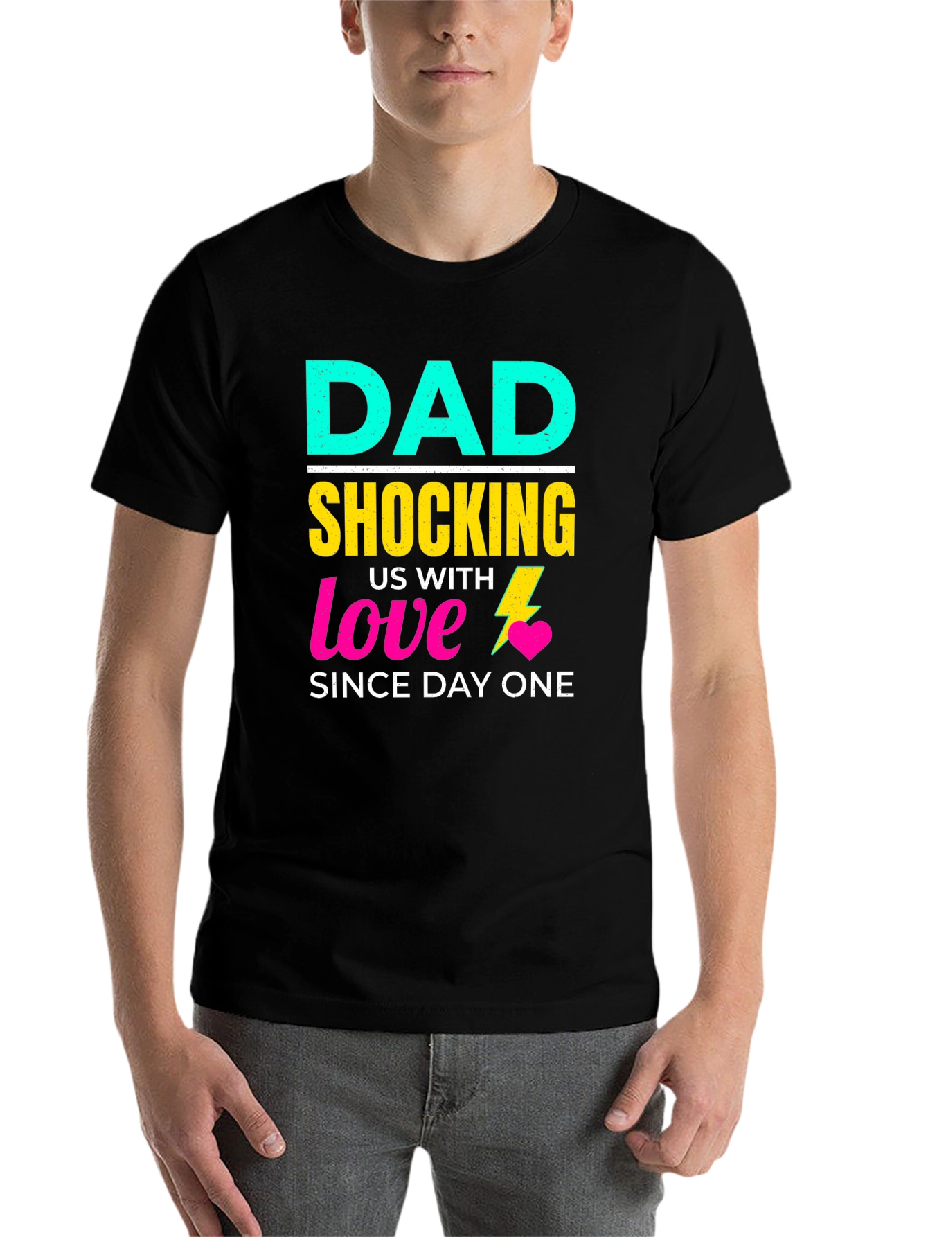 Black Funny Dad Shocking Love T-Shirt view 7