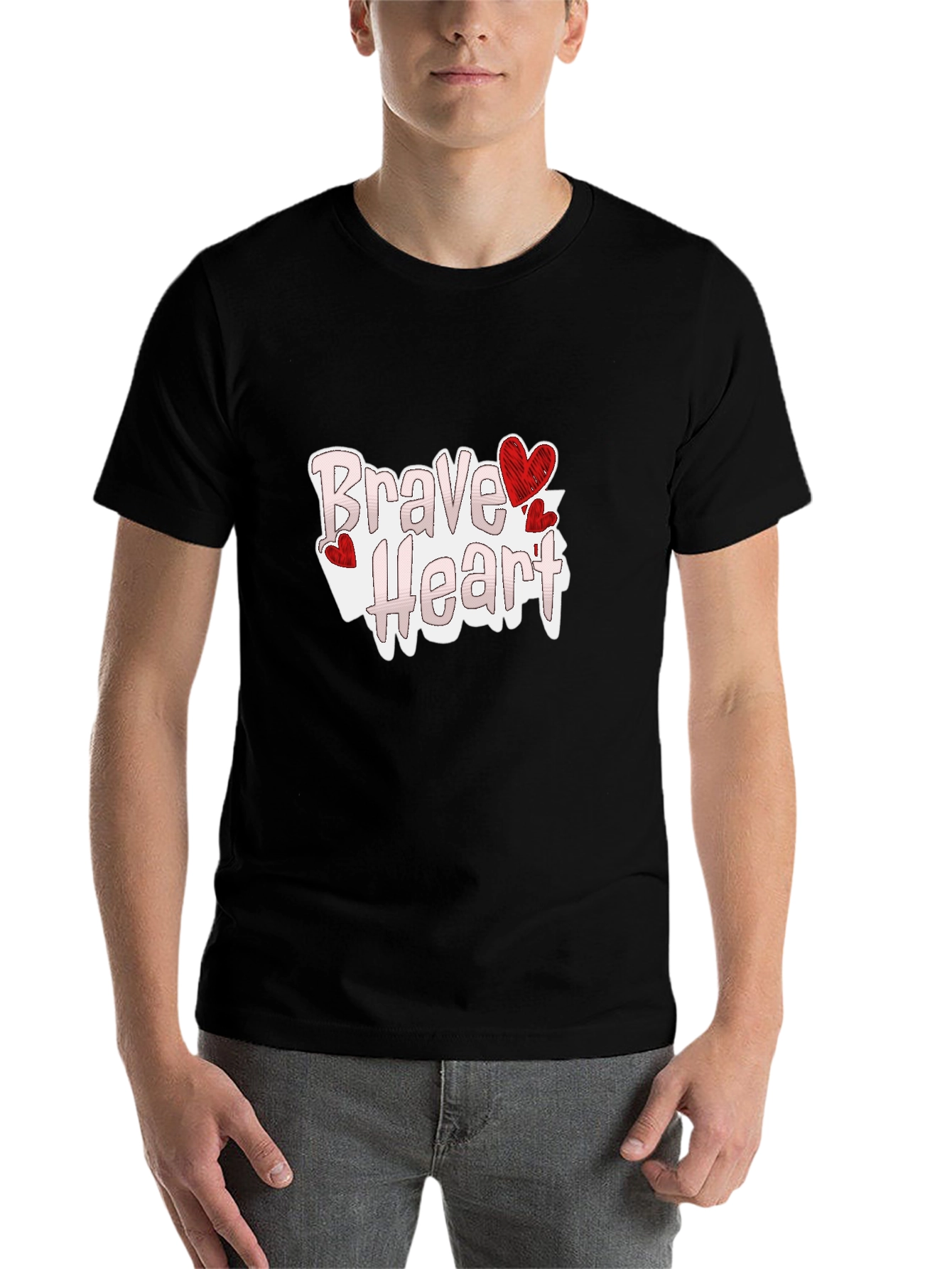 Black Brave Heart Graphic Tee - Love Valentine's Day view 7