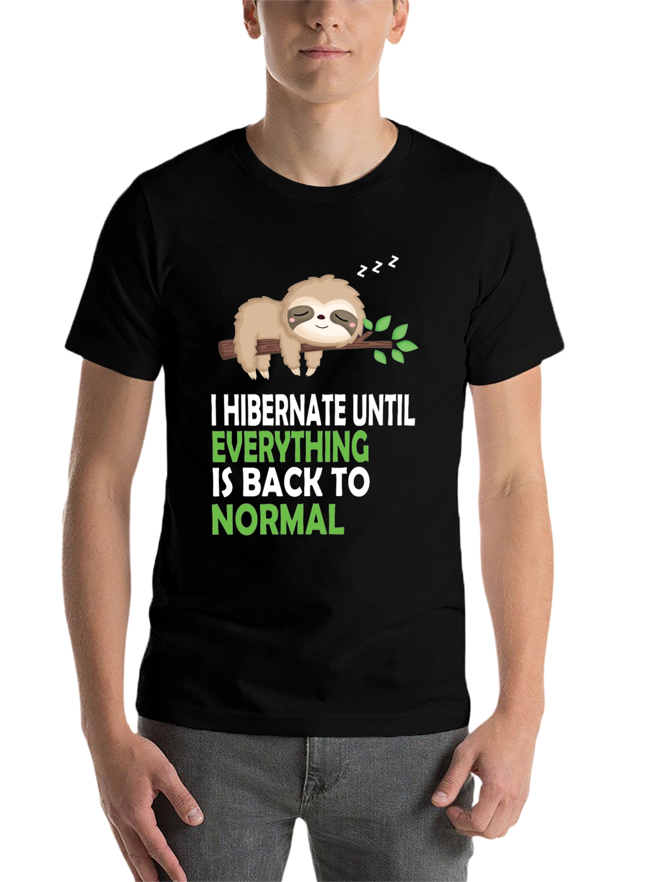 Black Hibernation Sloth Graphic Tee - Soft Cotton Blend view 7
