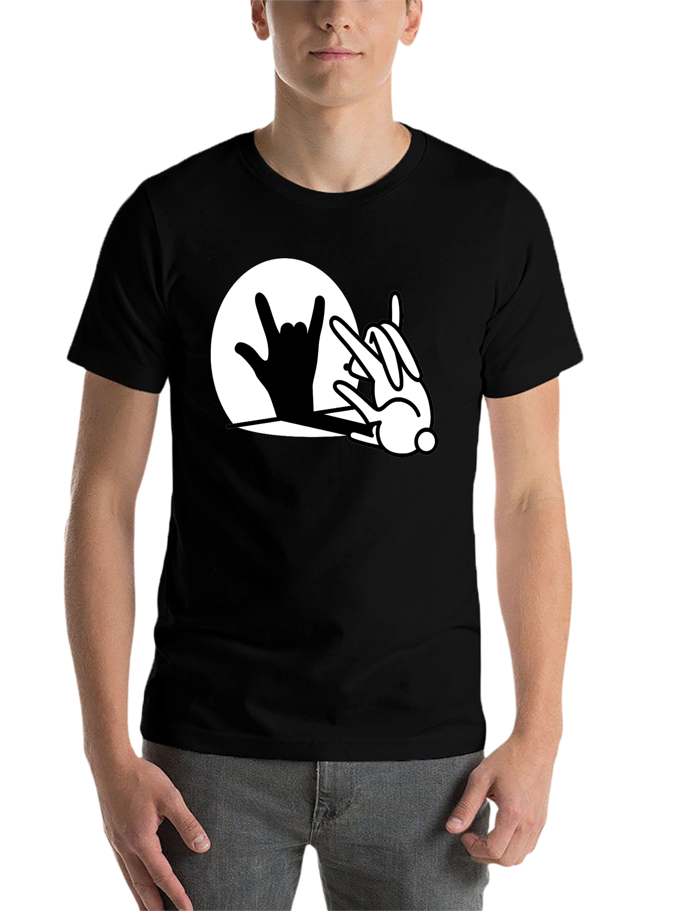 Black Rock On Bunny T-Shirt - Black Cotton Blend view 7