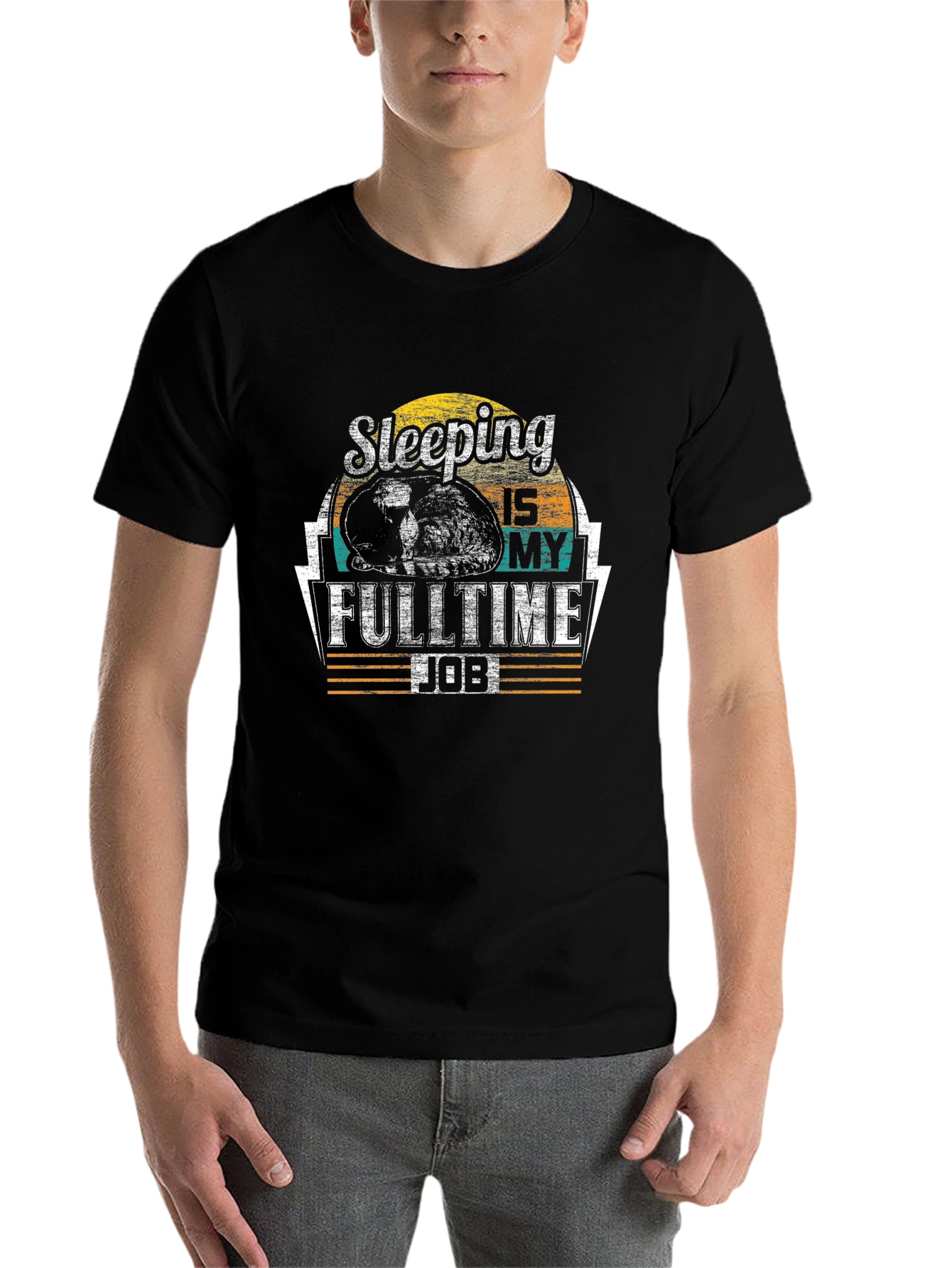 Black Sleeping Is My Full Time Job Graphic T-Shirt view 7