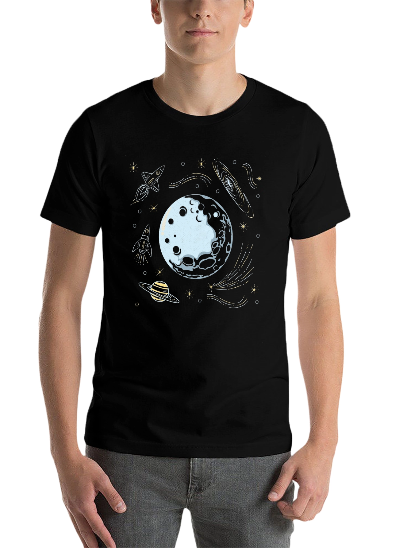 Black Space Explorer Graphic Tee - Black Cotton Blend view 7