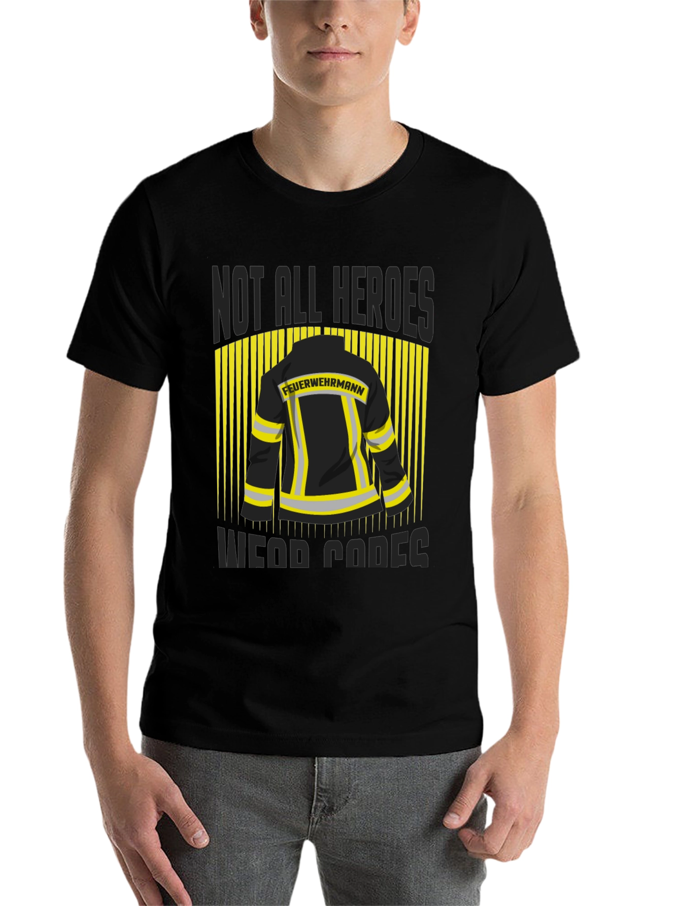Black Firefighter Hero T-Shirt - Not All Heroes Wear Capes! view 7