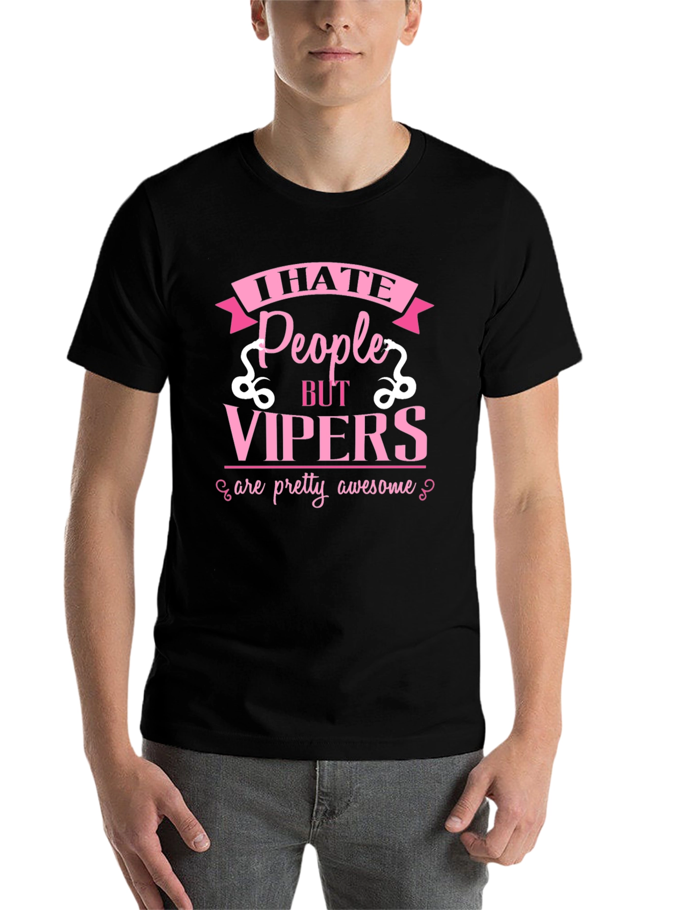 Black I Hate People But Vipers T-Shirt view 7