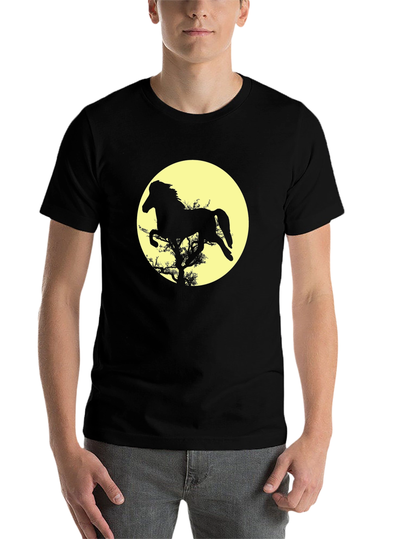 Black Horse Silhouette Graphic Tee - Black view 7