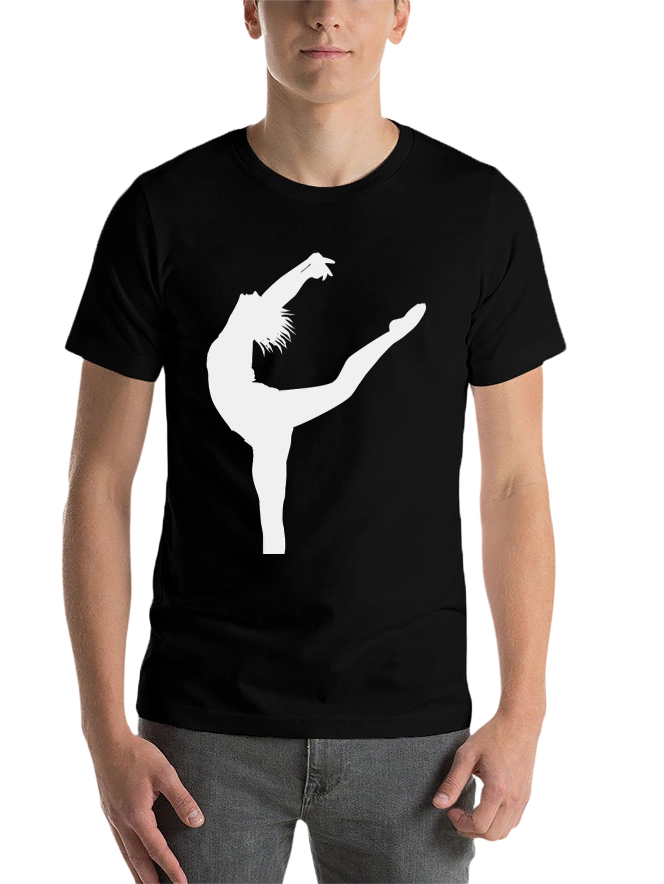 Black Gymnast Silhouette Graphic Black Tee view 7