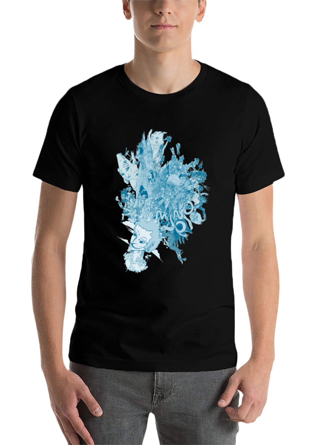 Black Abstract Graphic Print Black T-Shirt view 7