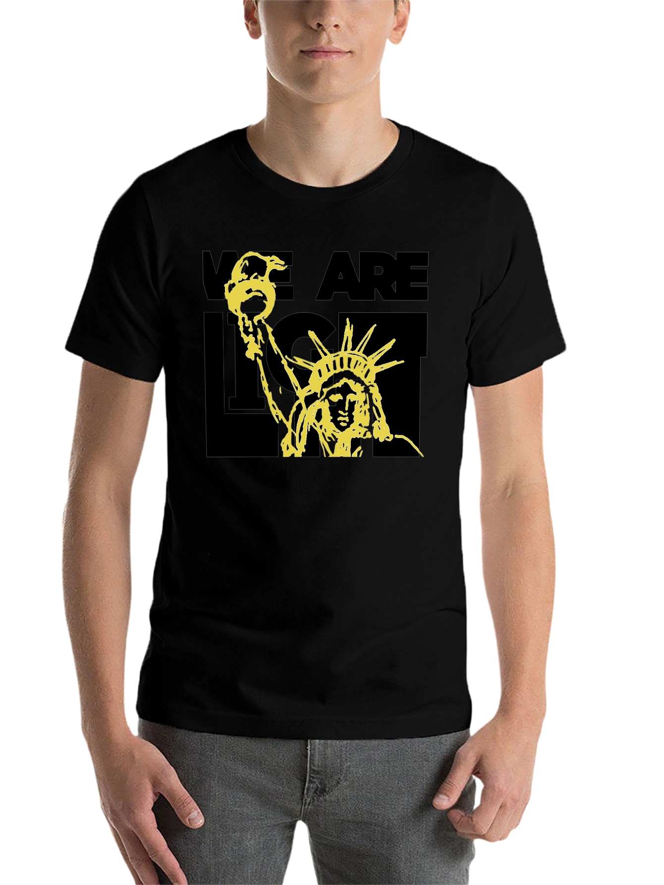 Black Statue of Liberty Graphic Print T-Shirt - Black view 7
