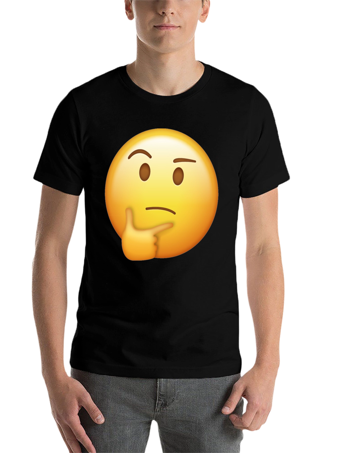 Black Thinking Emoji Graphic T-Shirt view 7