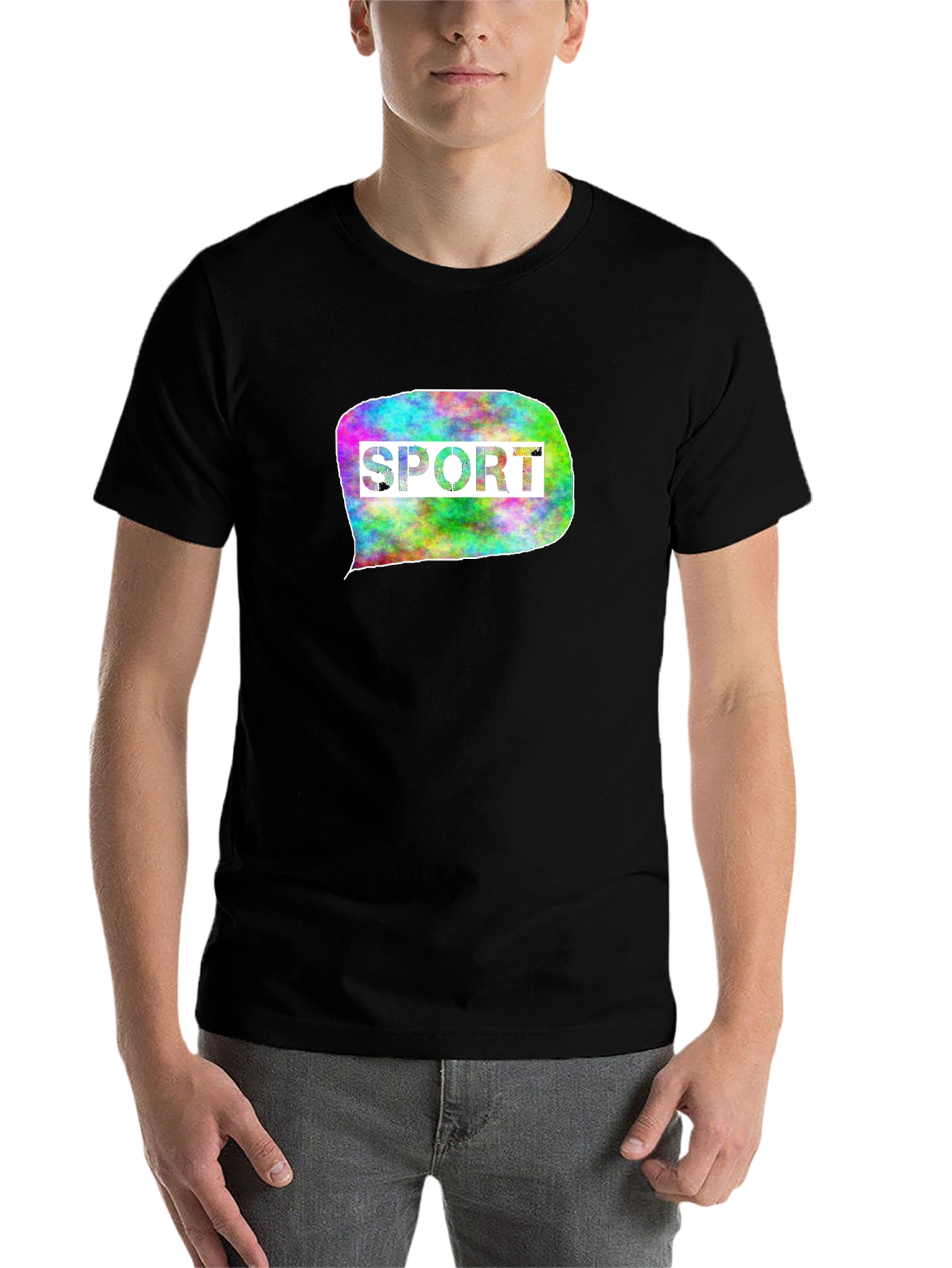 Men's Black T-Shirt with Sport Graphic - 7
