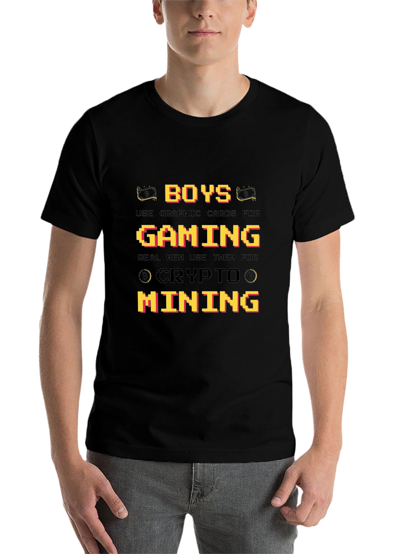 Black Crypto Mining Graphic T-Shirt - Gamer Gift view 7