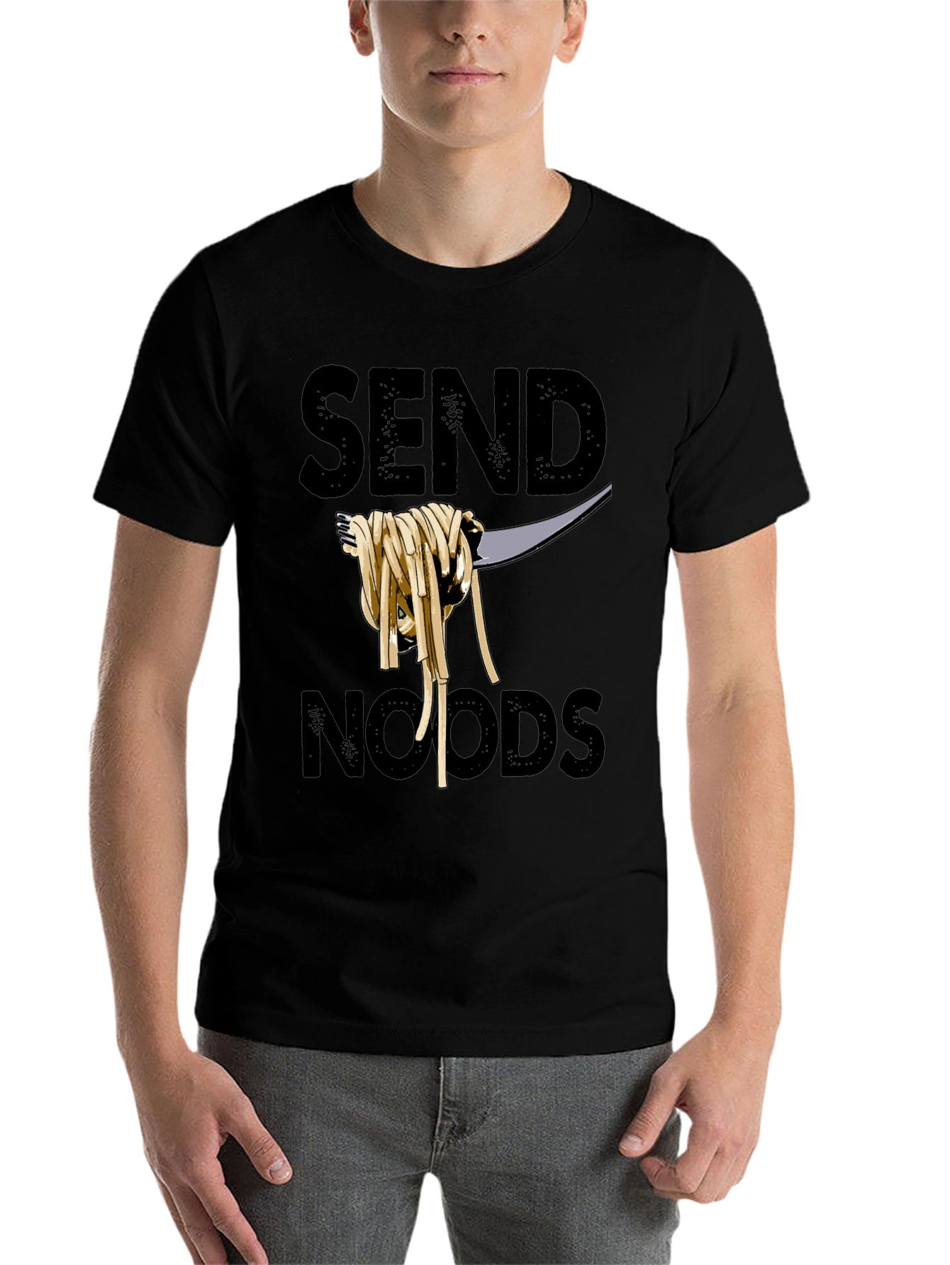 Black Send Noods Graphic Tee - Funny Pasta T-Shirt view 7