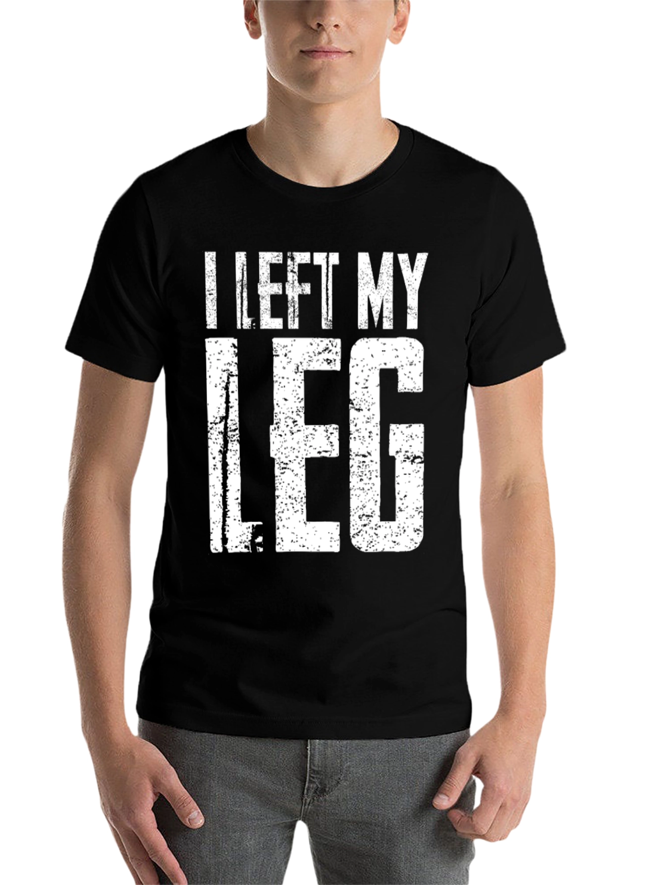 Black I Left My Leg T-Shirt - Humor Tee view 7