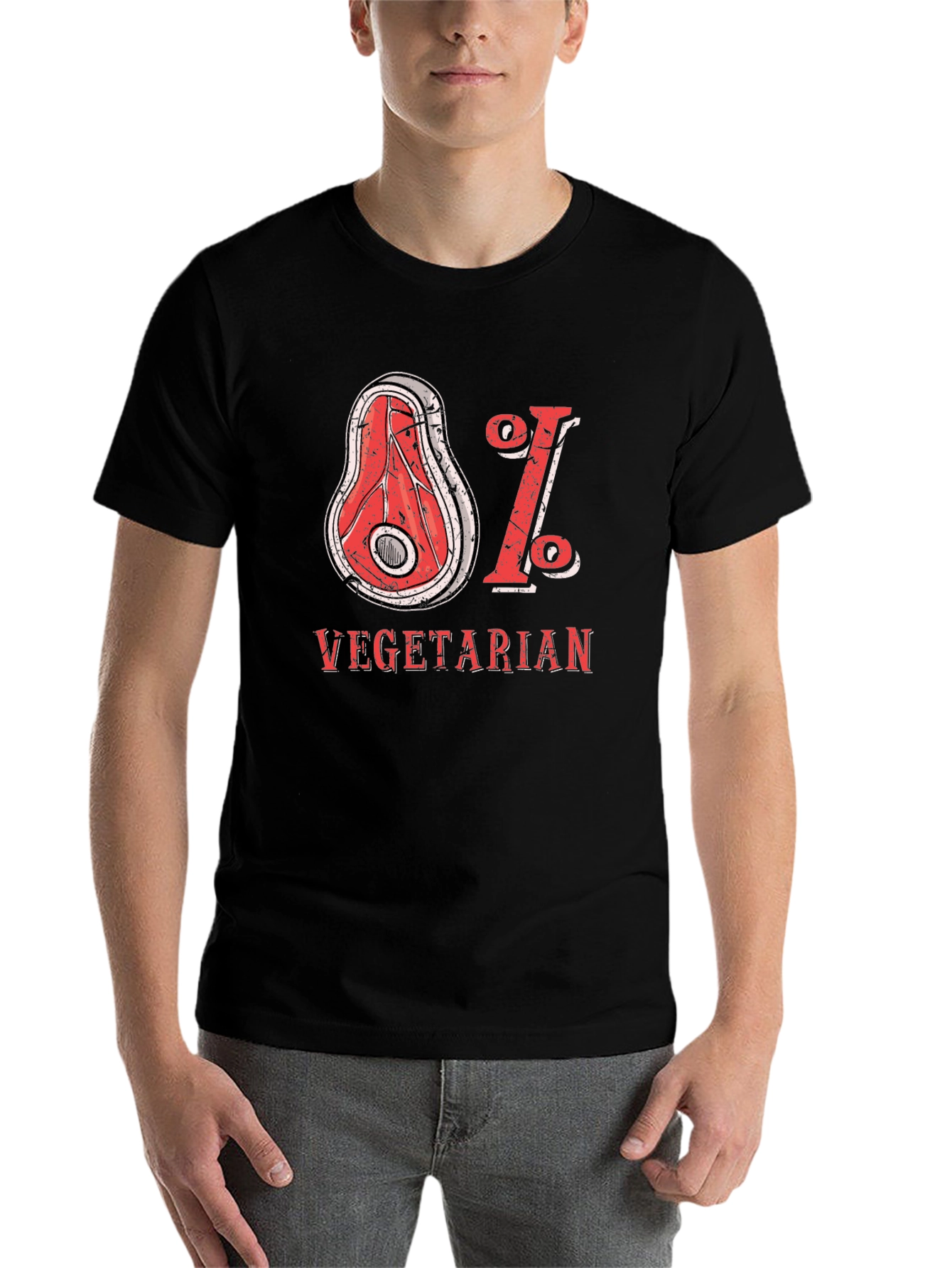 Black 81% Vegetarian Graphic Tee - Humor T-Shirt view 7