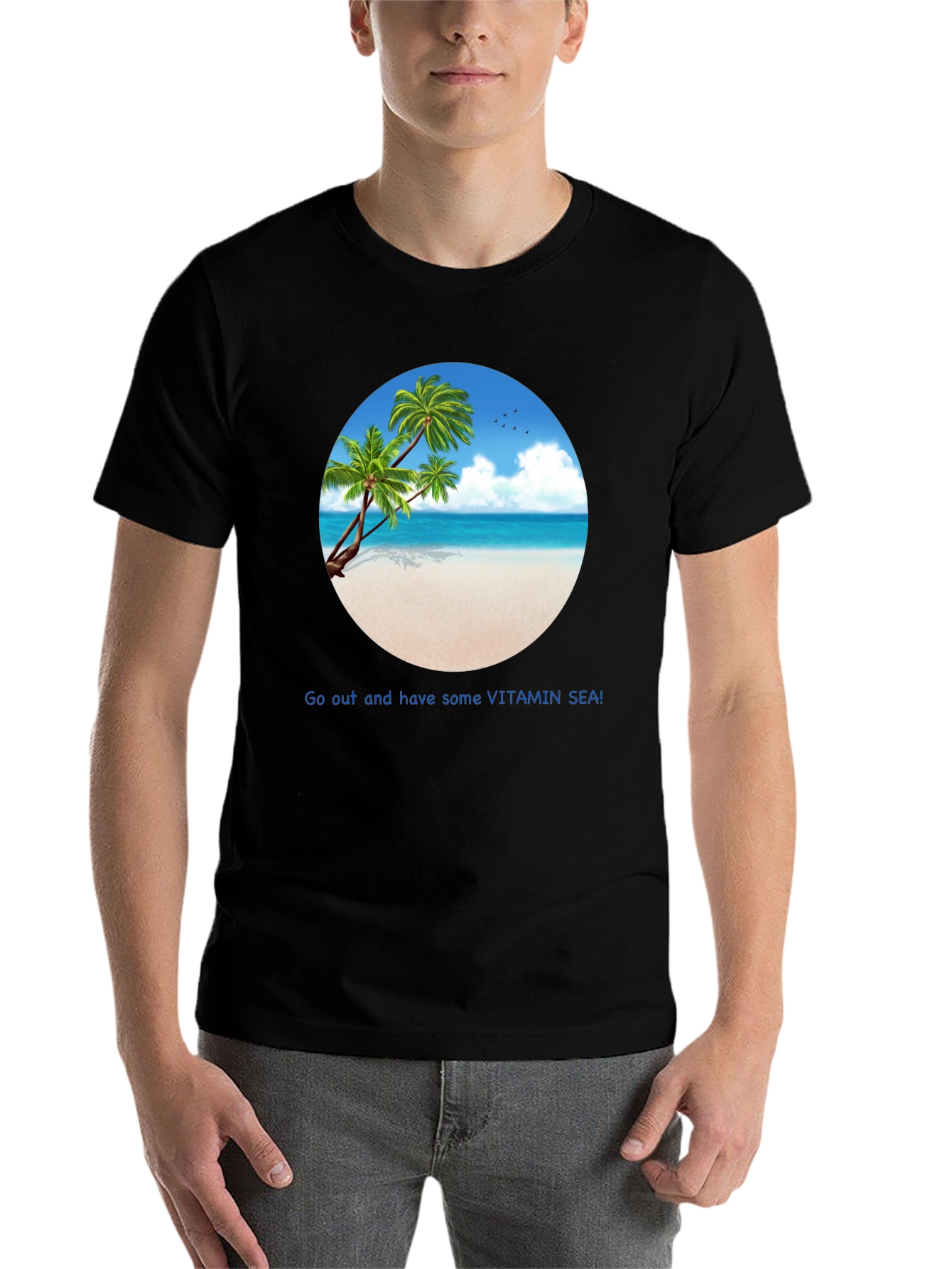 Black Vitamin Sea Beach T-Shirt - Vacation Ready! view 7