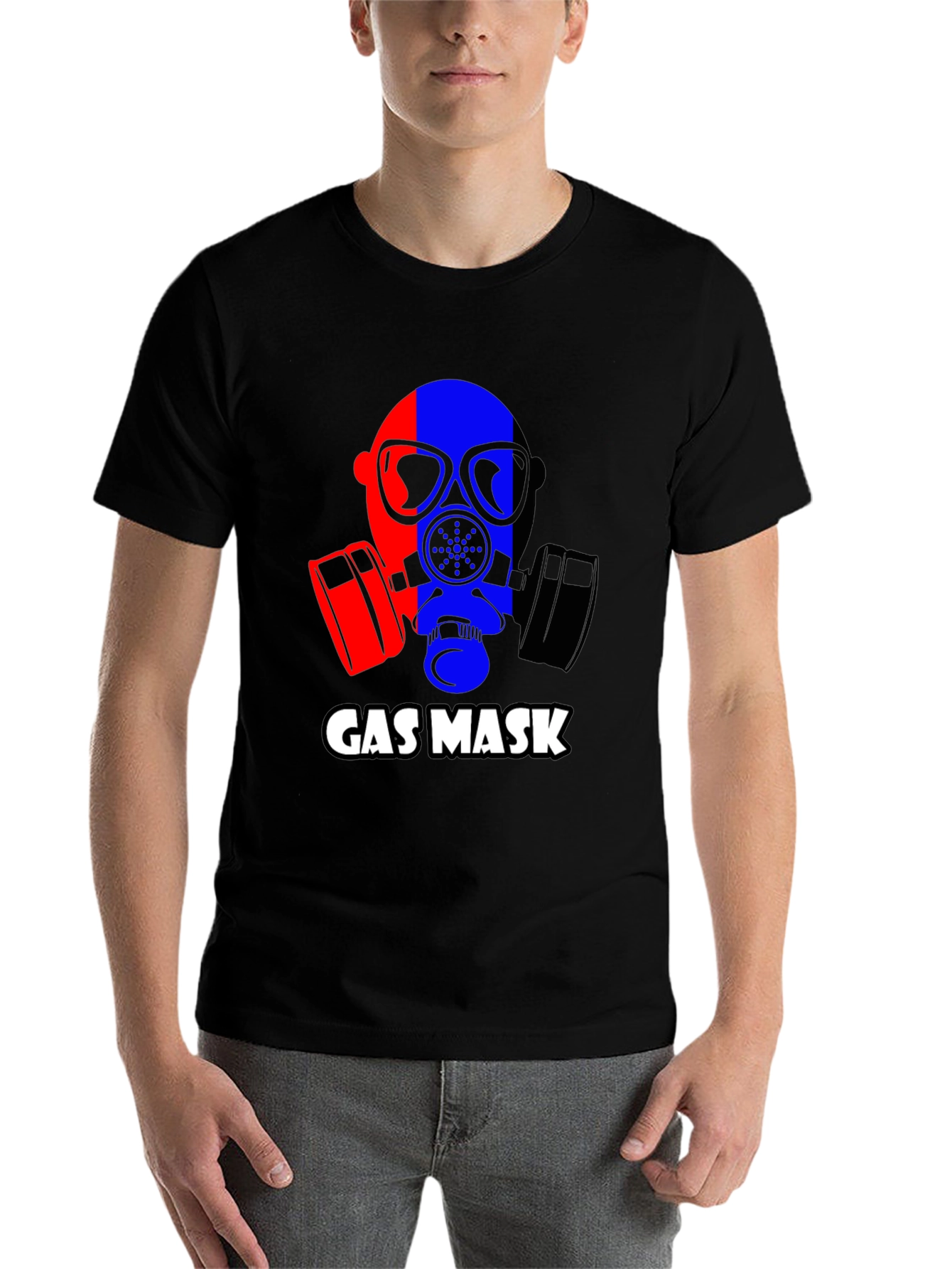 Black Gas Mask Graphic Tee - Bold Statement T-Shirt view 7