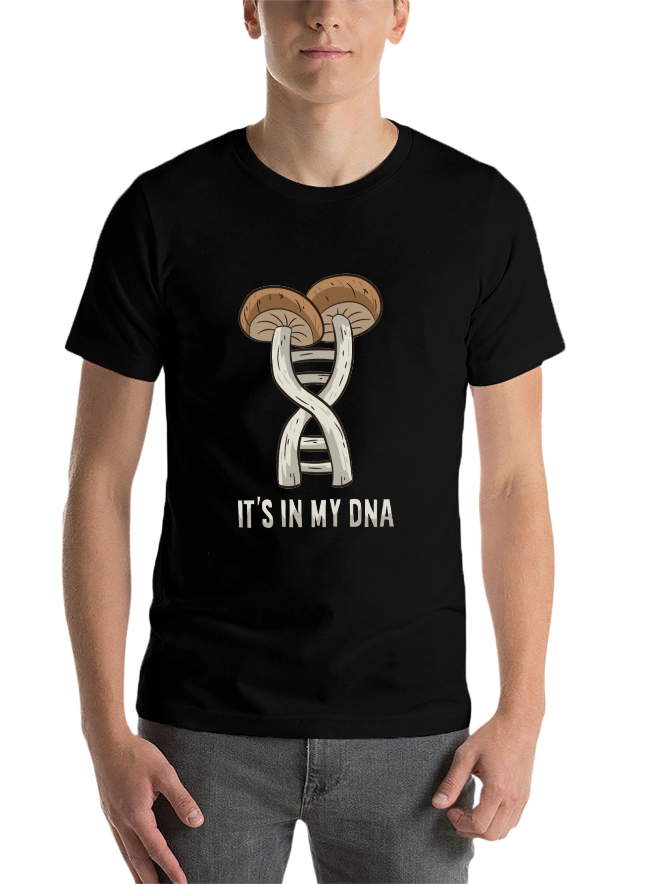 Black Mushroom DNA T-Shirt - "It's in my DNA" Black Tee view 7