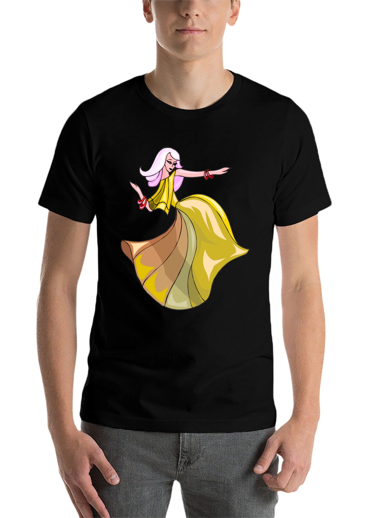 Black Stylish Black T-Shirt with Dancing Woman Graphic view 7