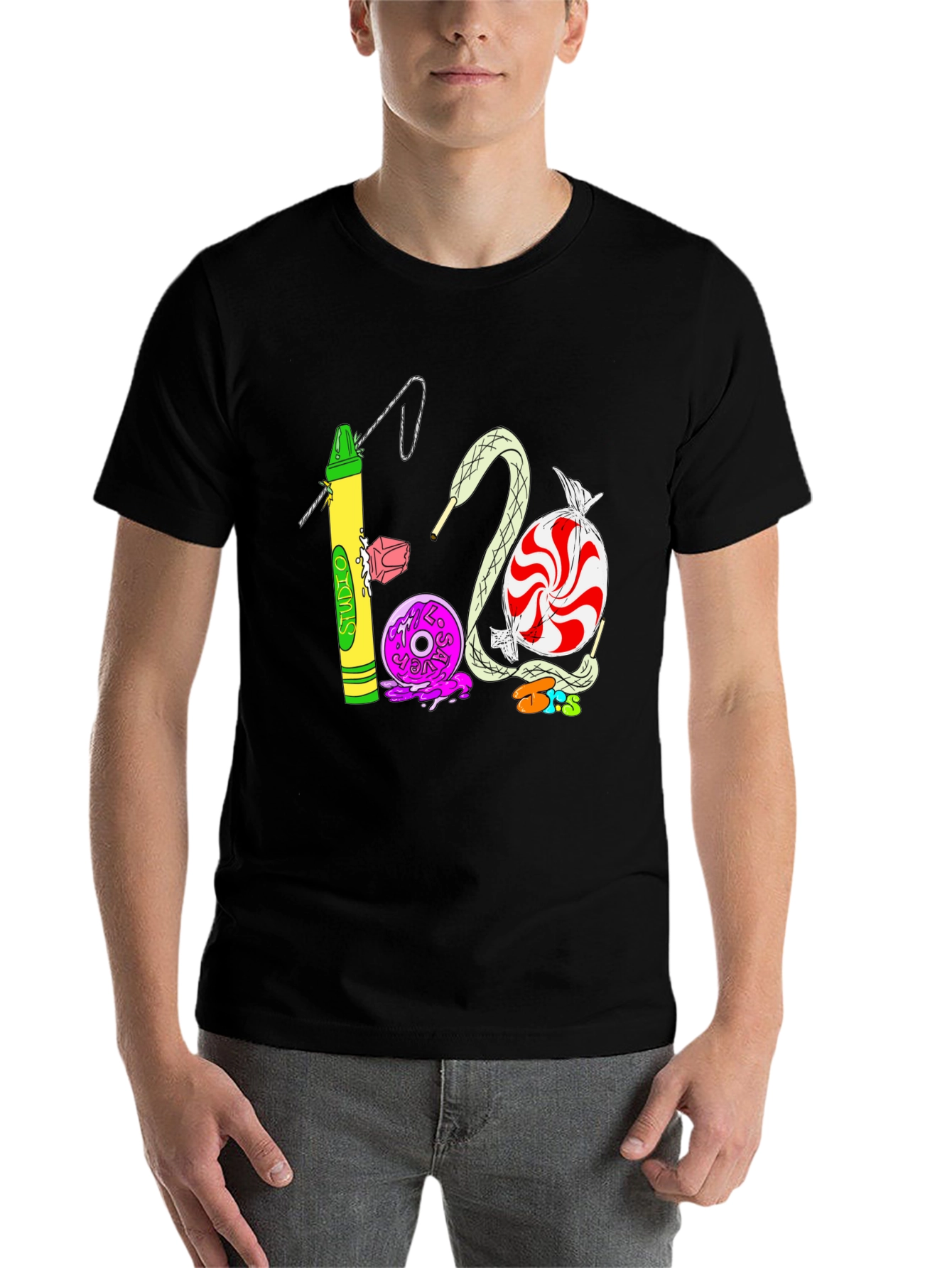 Black Studio 1200 T-Shirt | Unique Crayon & Candy Design view 7